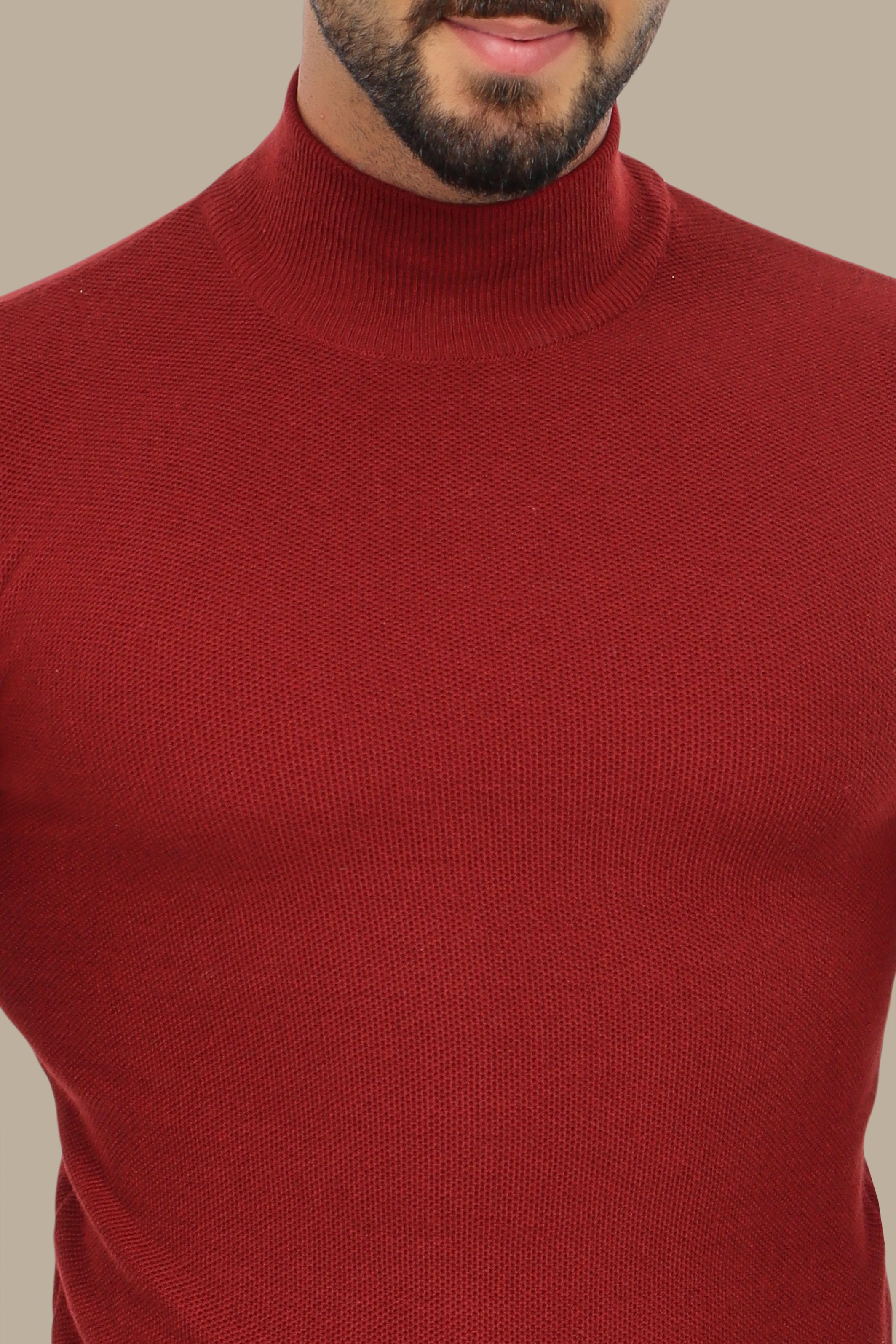 Bordeaux High Neck Basic Sweater