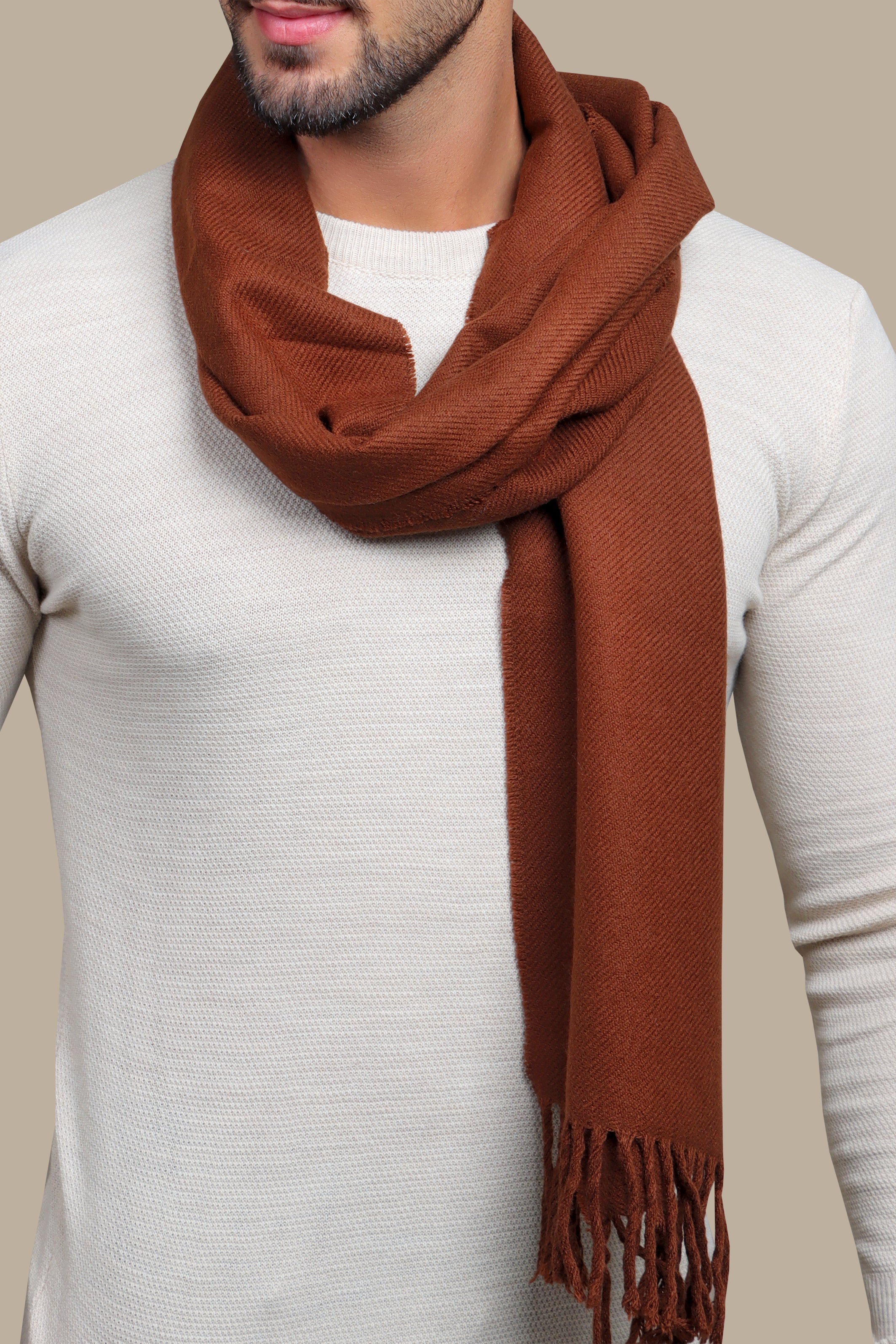 Brick Elegance: Classic Twill Wool Scarf