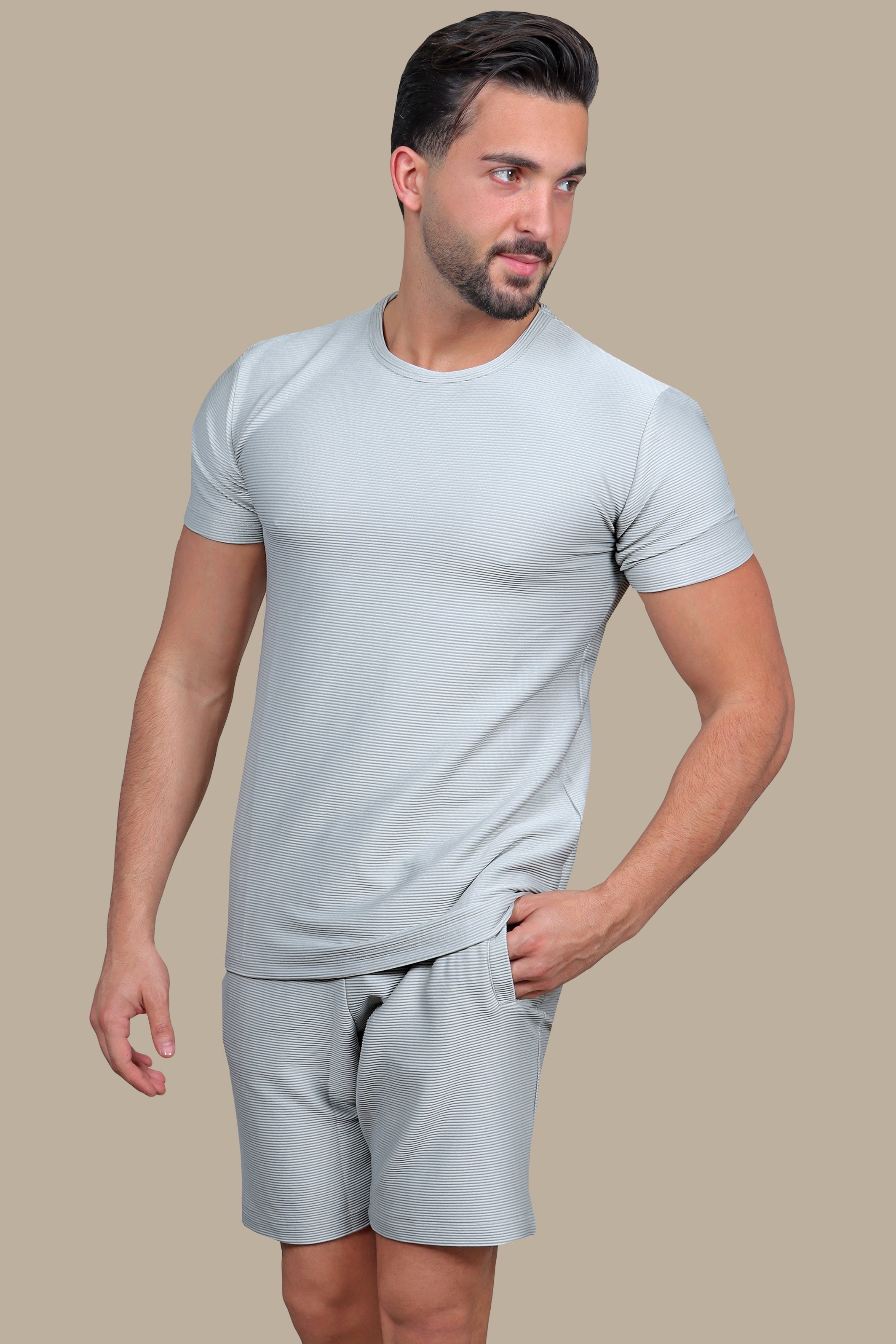Urban Edge: Light Grey Horizontally Ripped Tracksuit