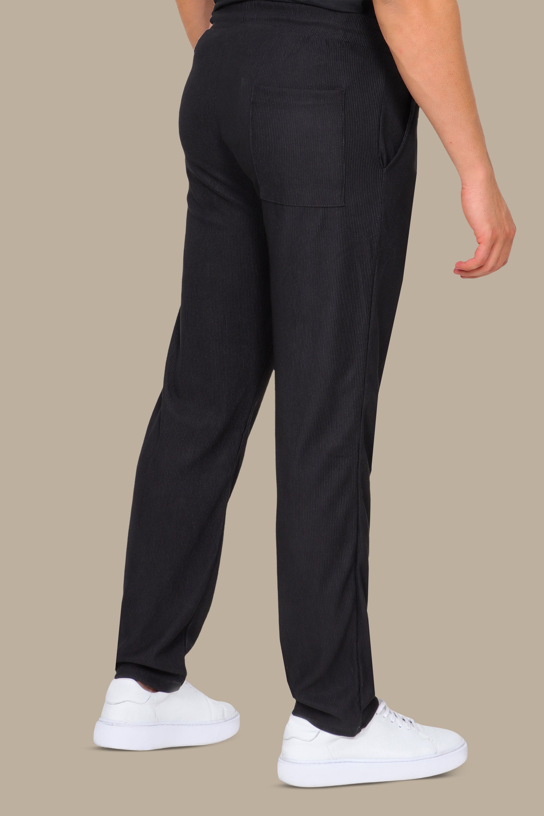 Pant Baggy Ribbed Plain Black