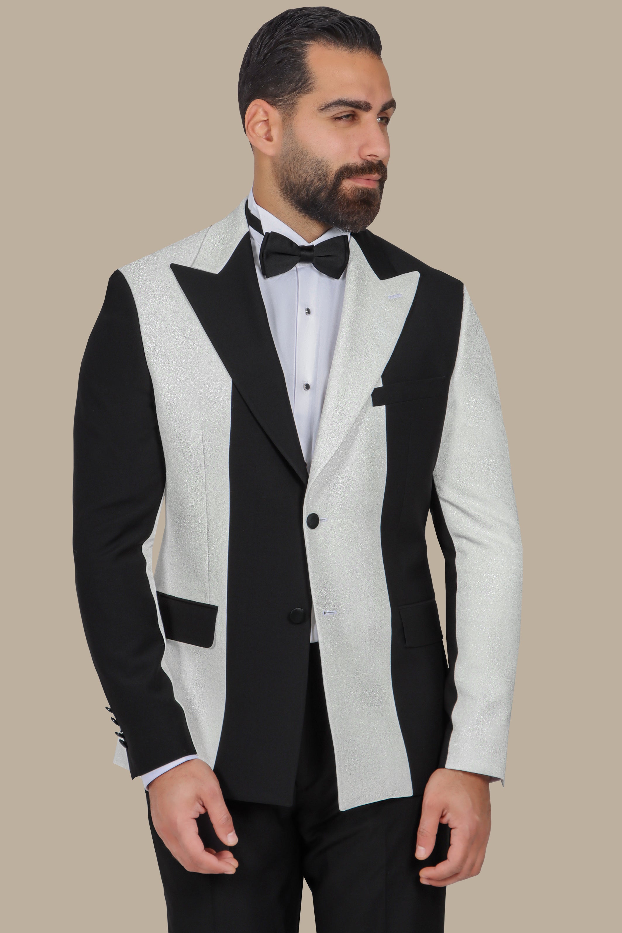 Off-White Tuxedo with Black Peak Lapel