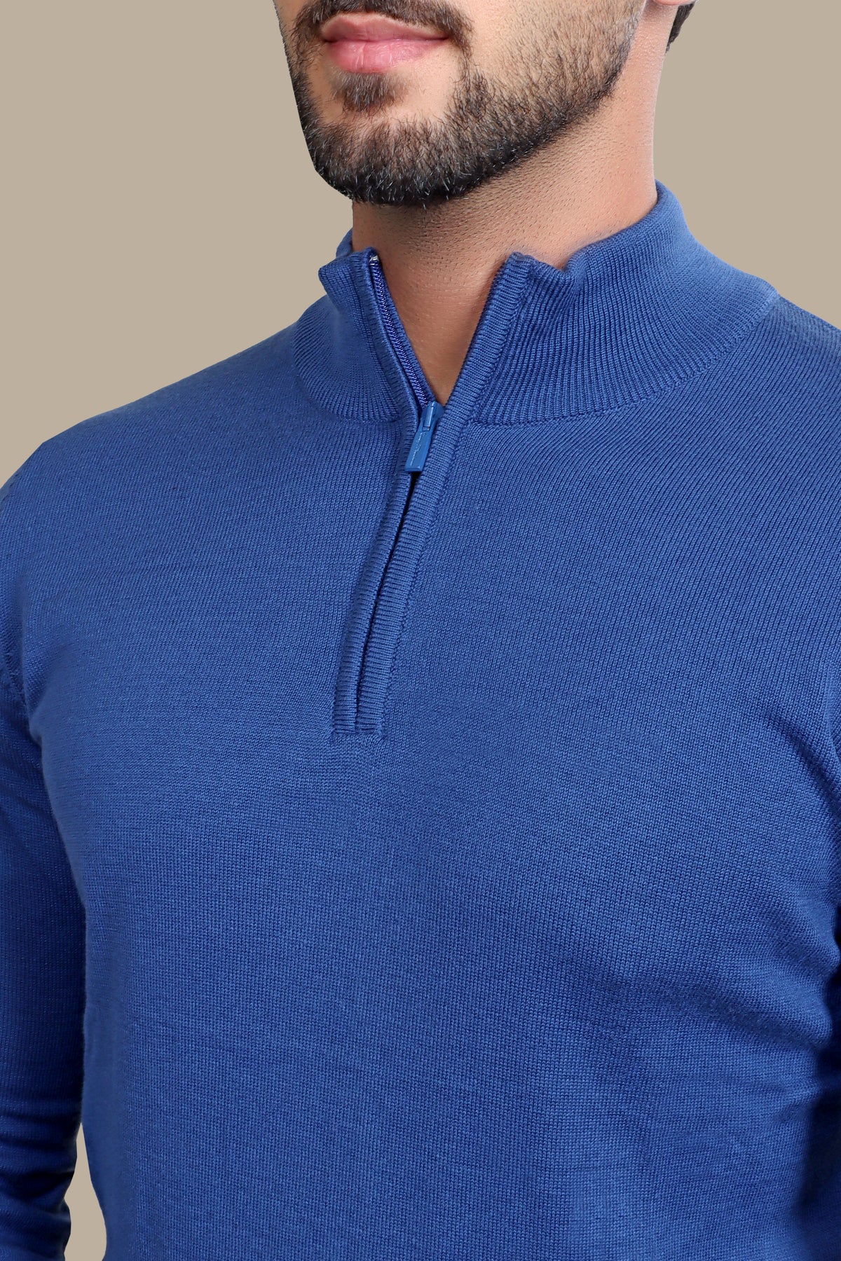 Cotton Sweater with Half Zipper