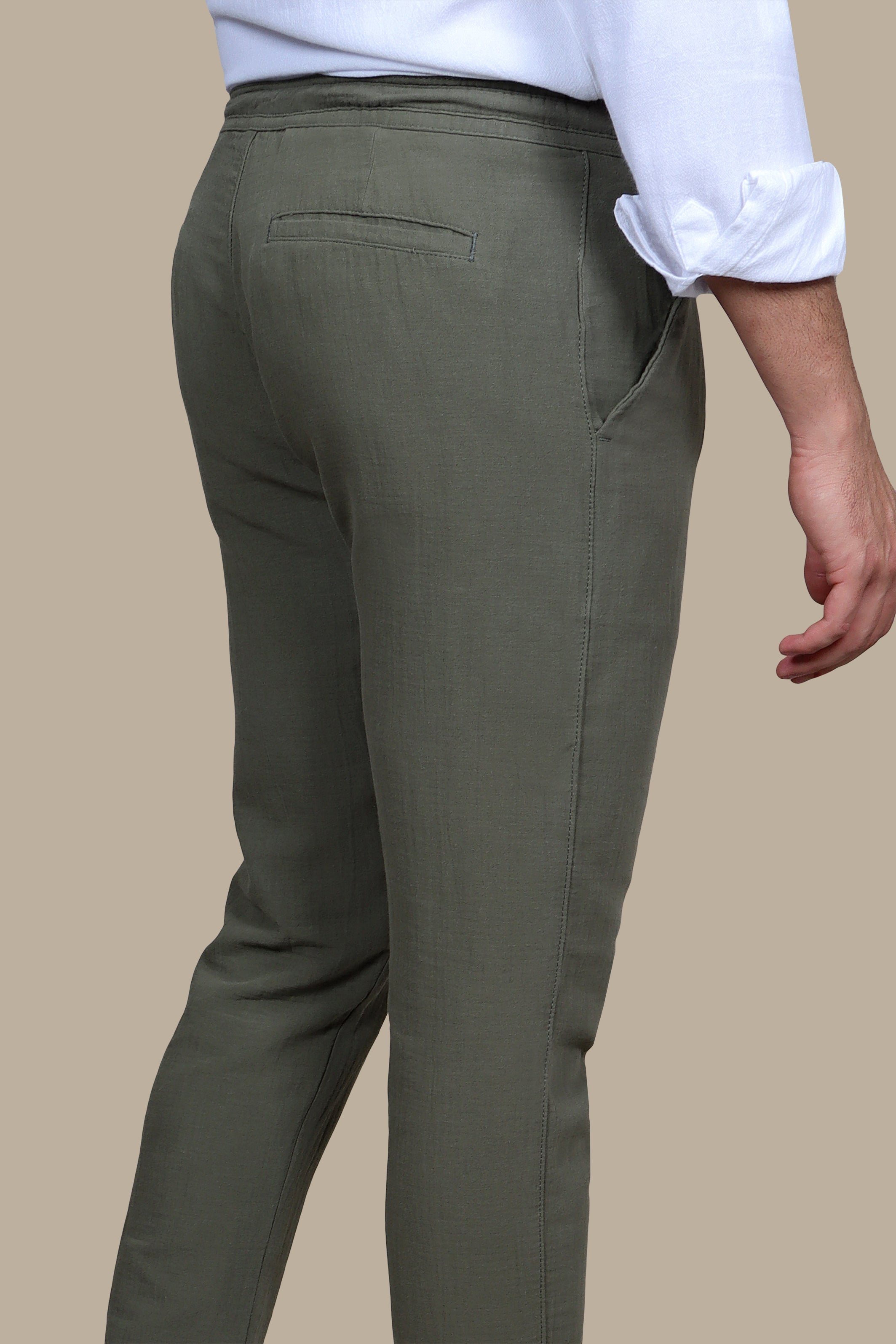 Safari Sands: Khaki Linen Basic Pants