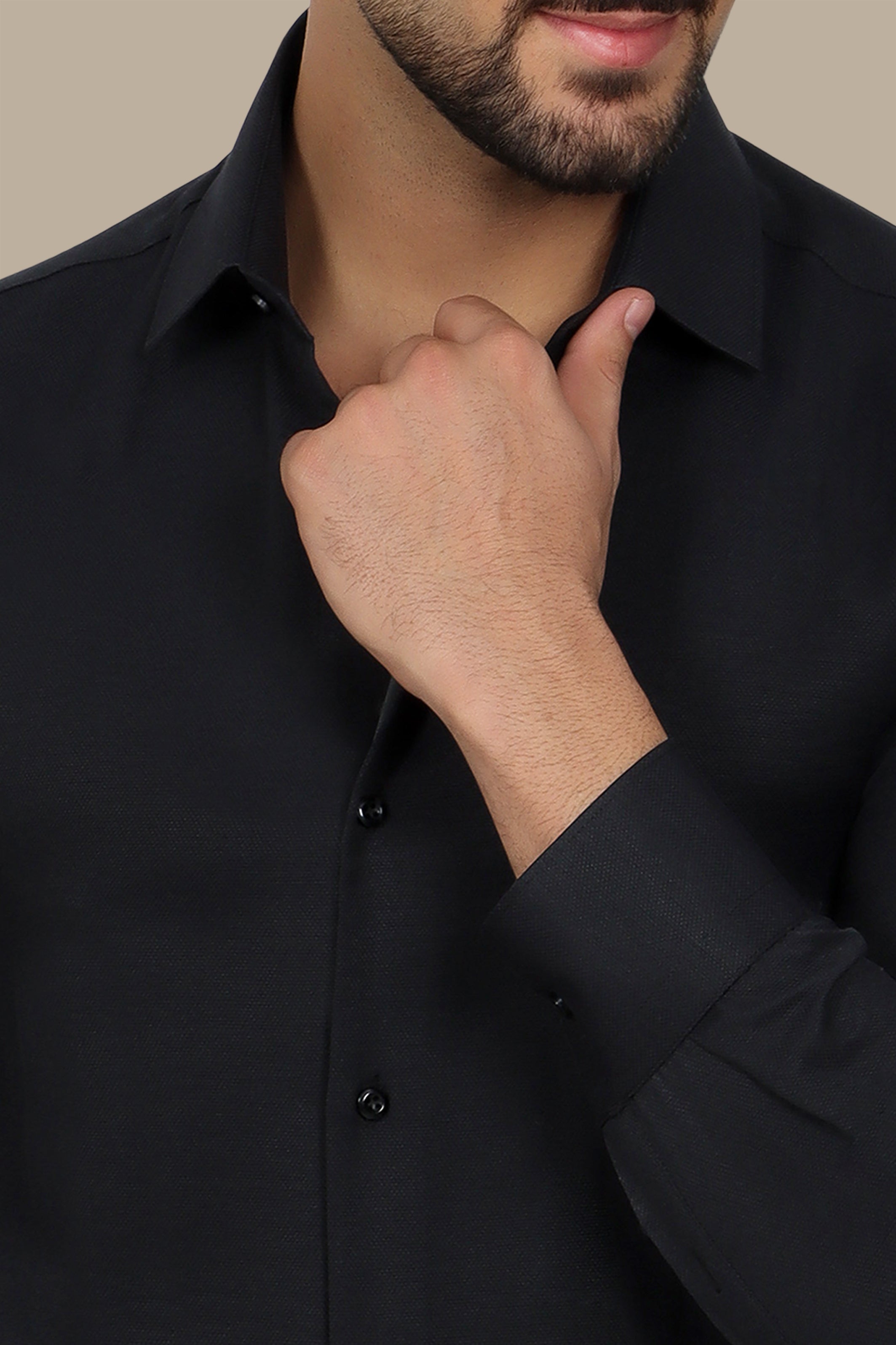 Black Slim Oxford Shirt