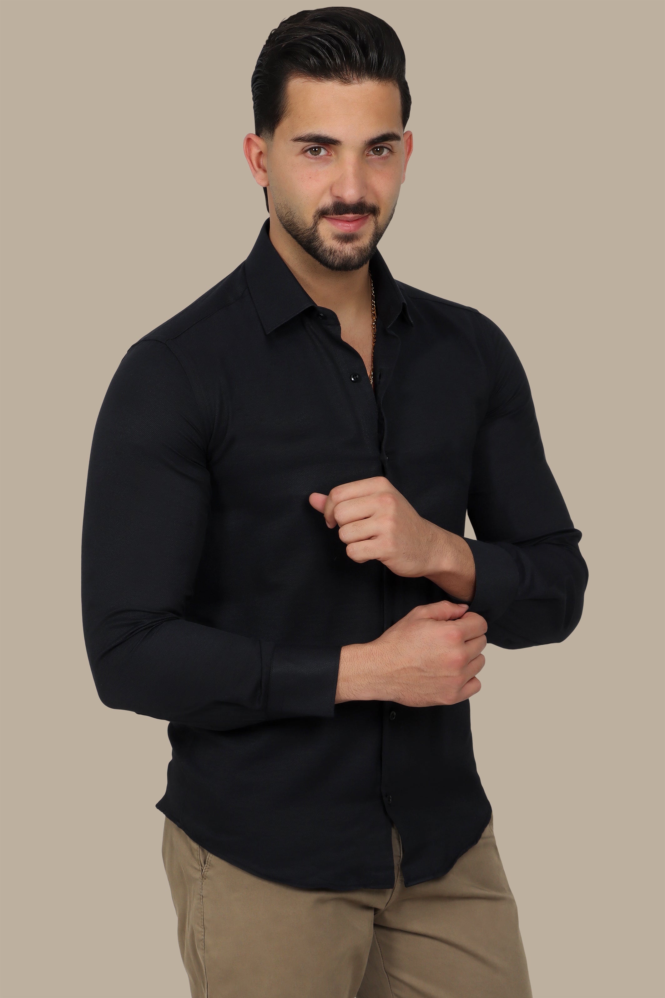Black Slim Oxford Shirt