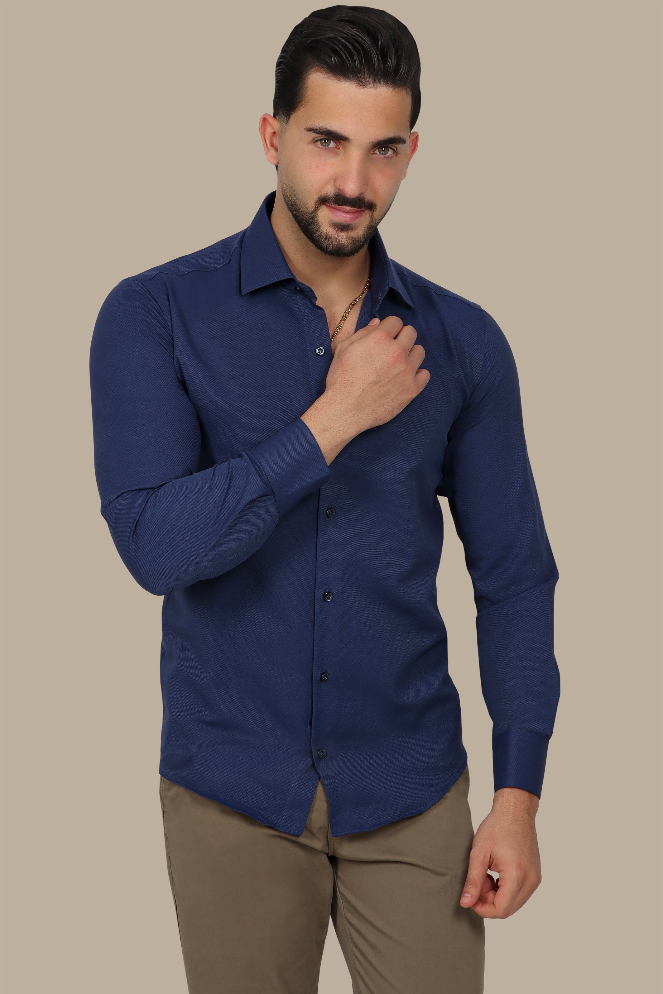 Navy Slim Oxford Shirt