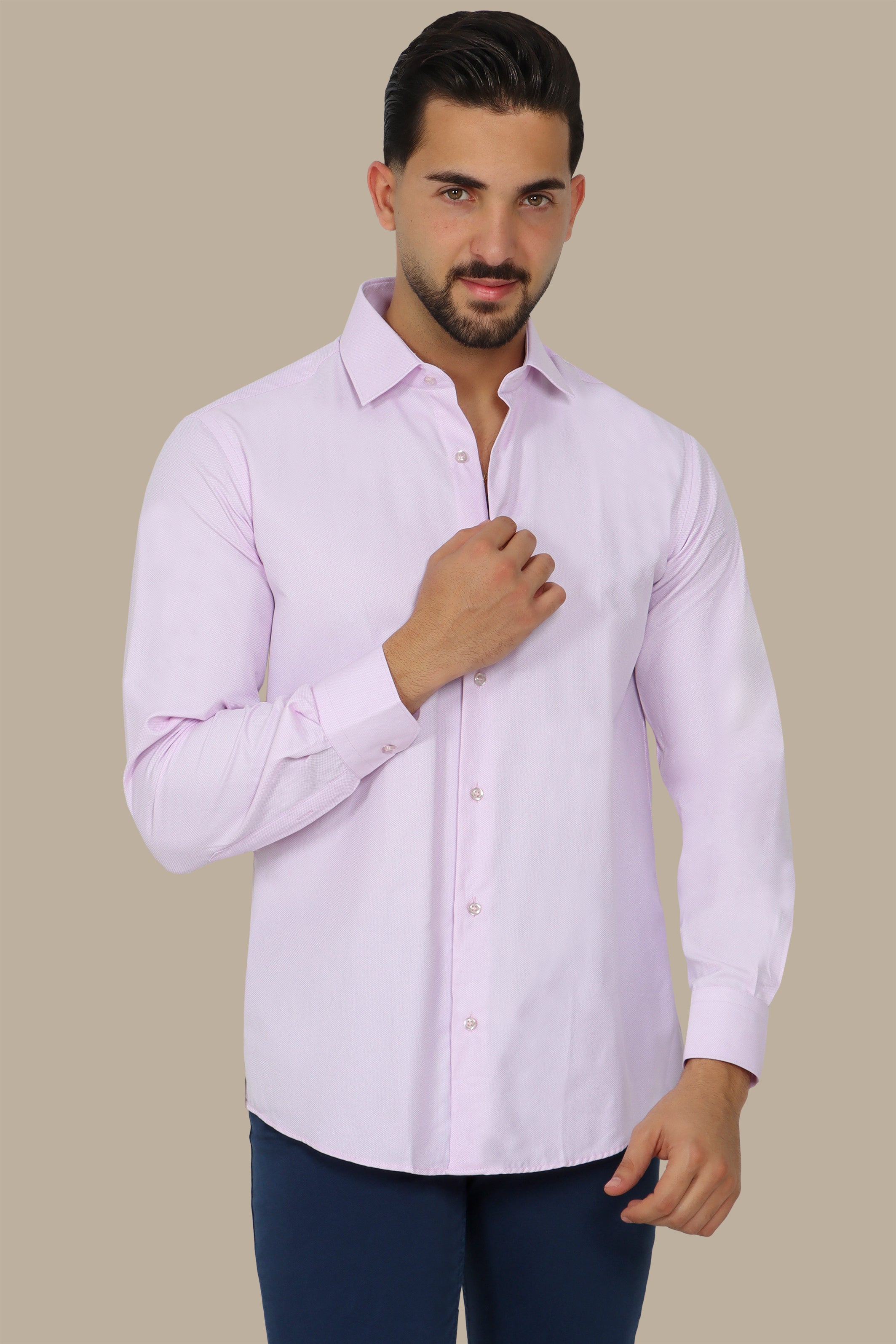 Pink Structured Regular Shirt
