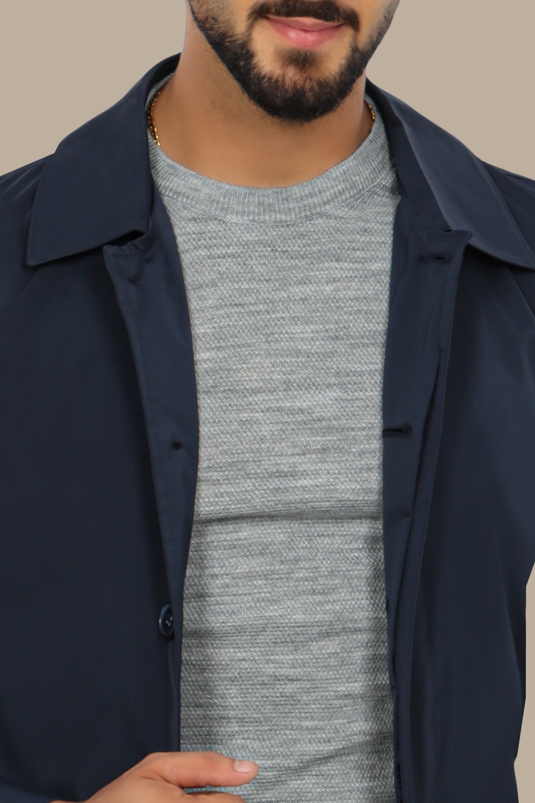 Navy Horizon: Long Parka Jacket