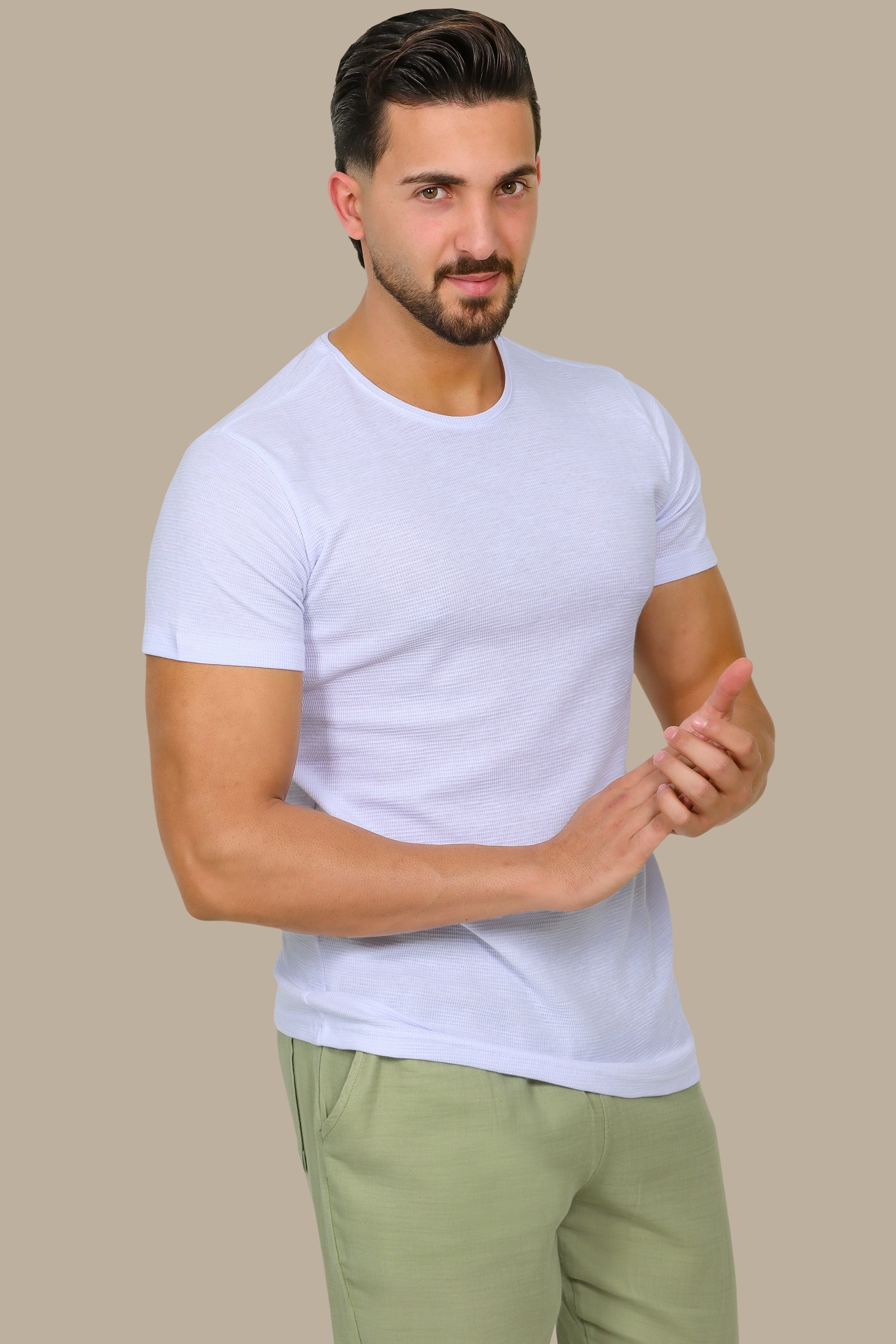 White Square Structured T-Shirt