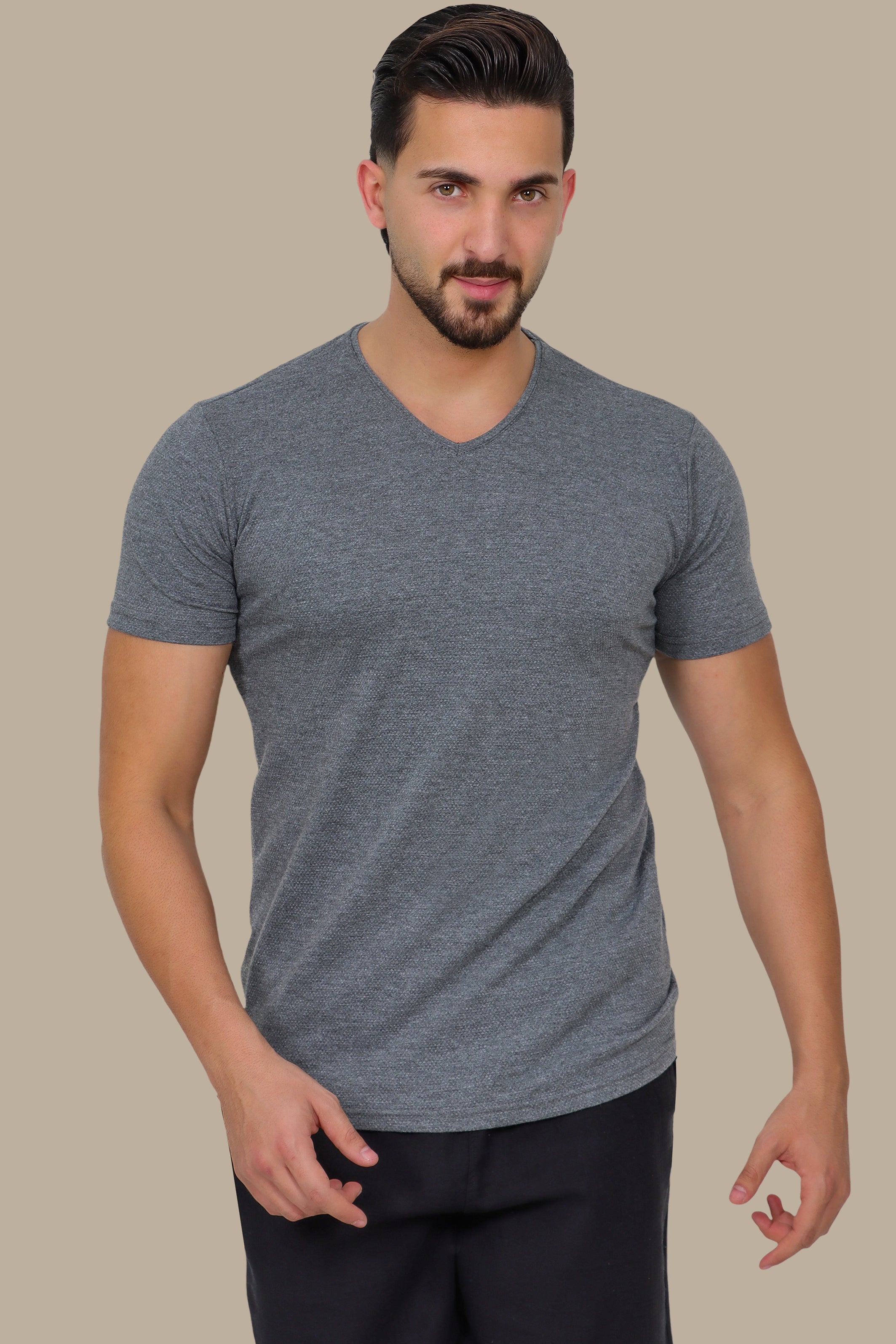 Grey Bubble Pattern V-Neck T-Shirt