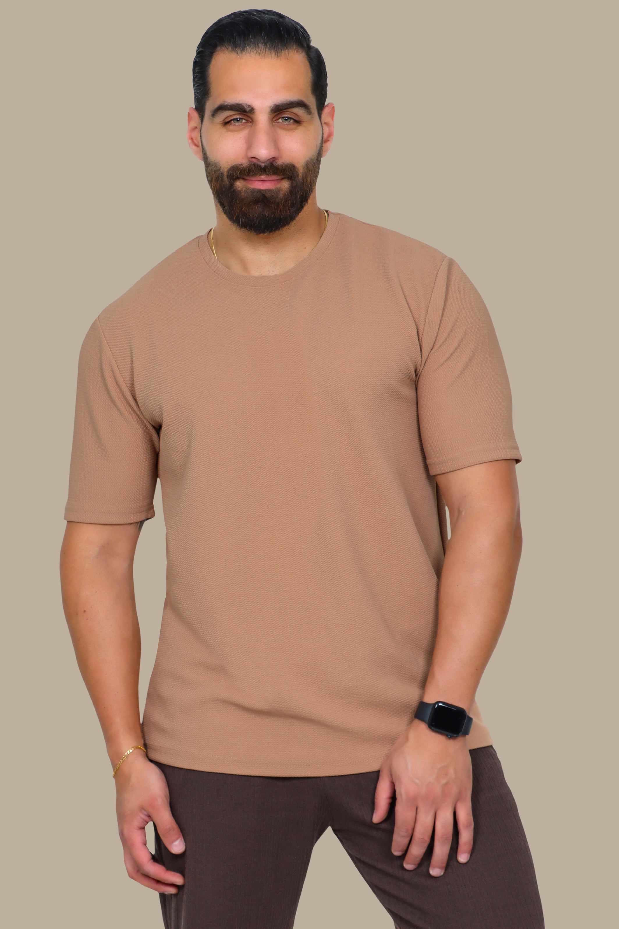 Structured Lycra Round Neck T-Shirt