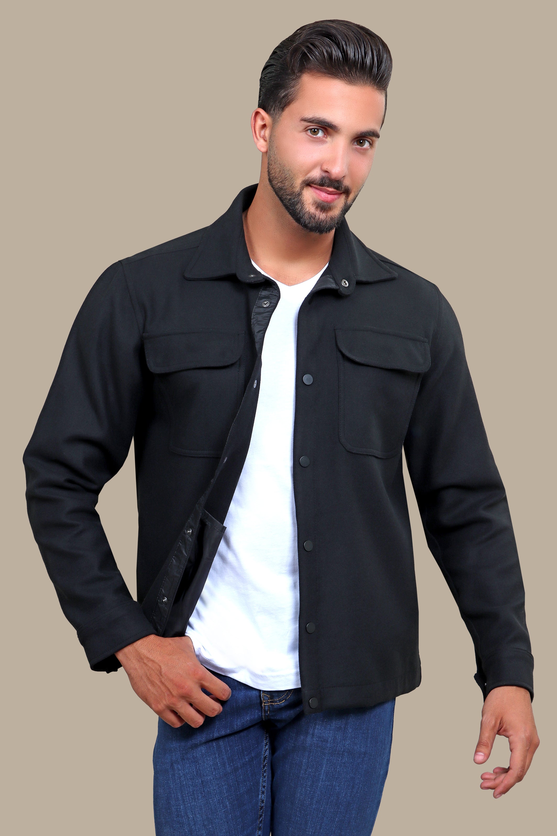Black Jacket Comfort with Dual Flap Pockets: The Ultimate Style and Utility