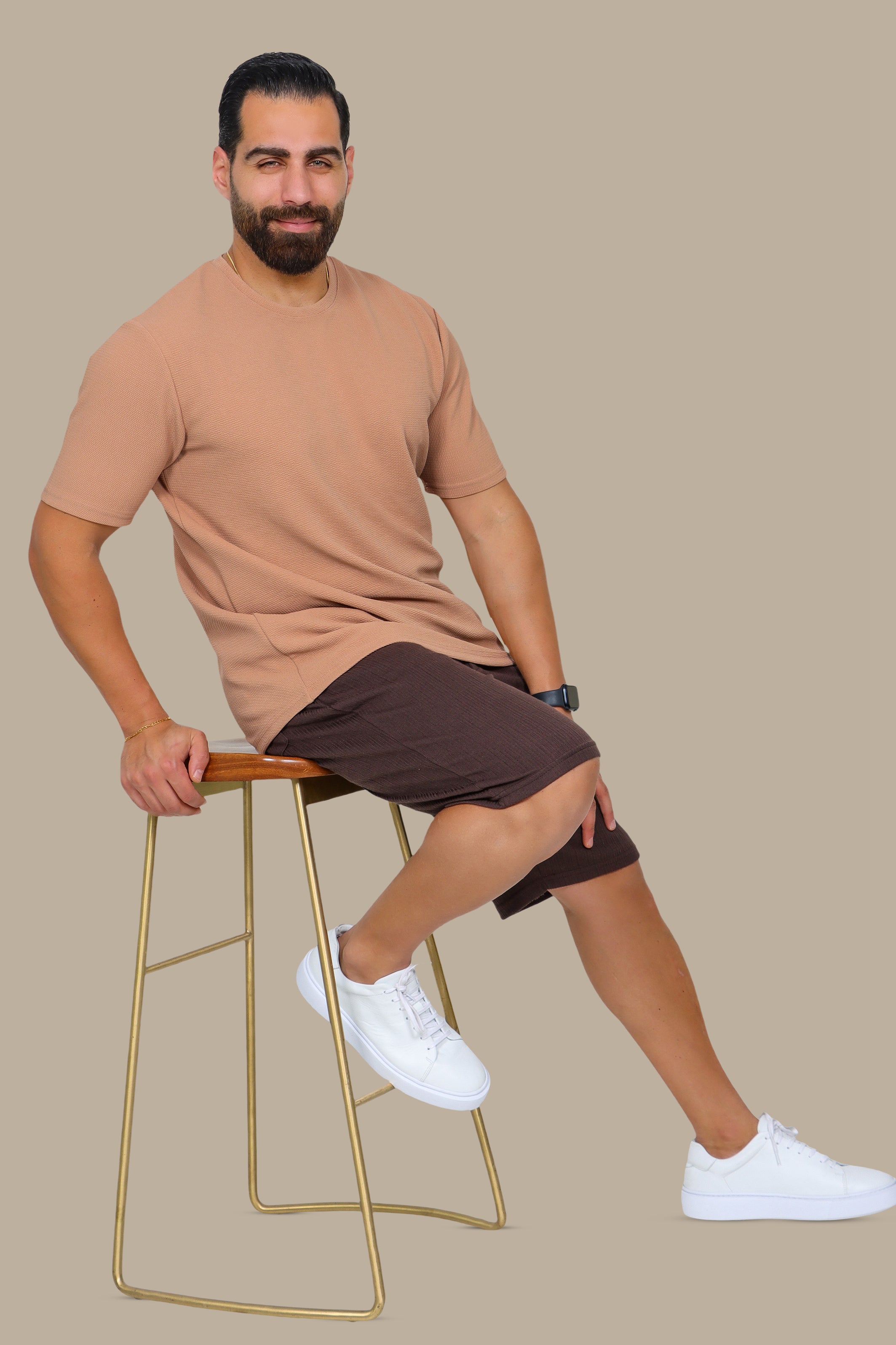 Structured Lycra Round Neck T-Shirt