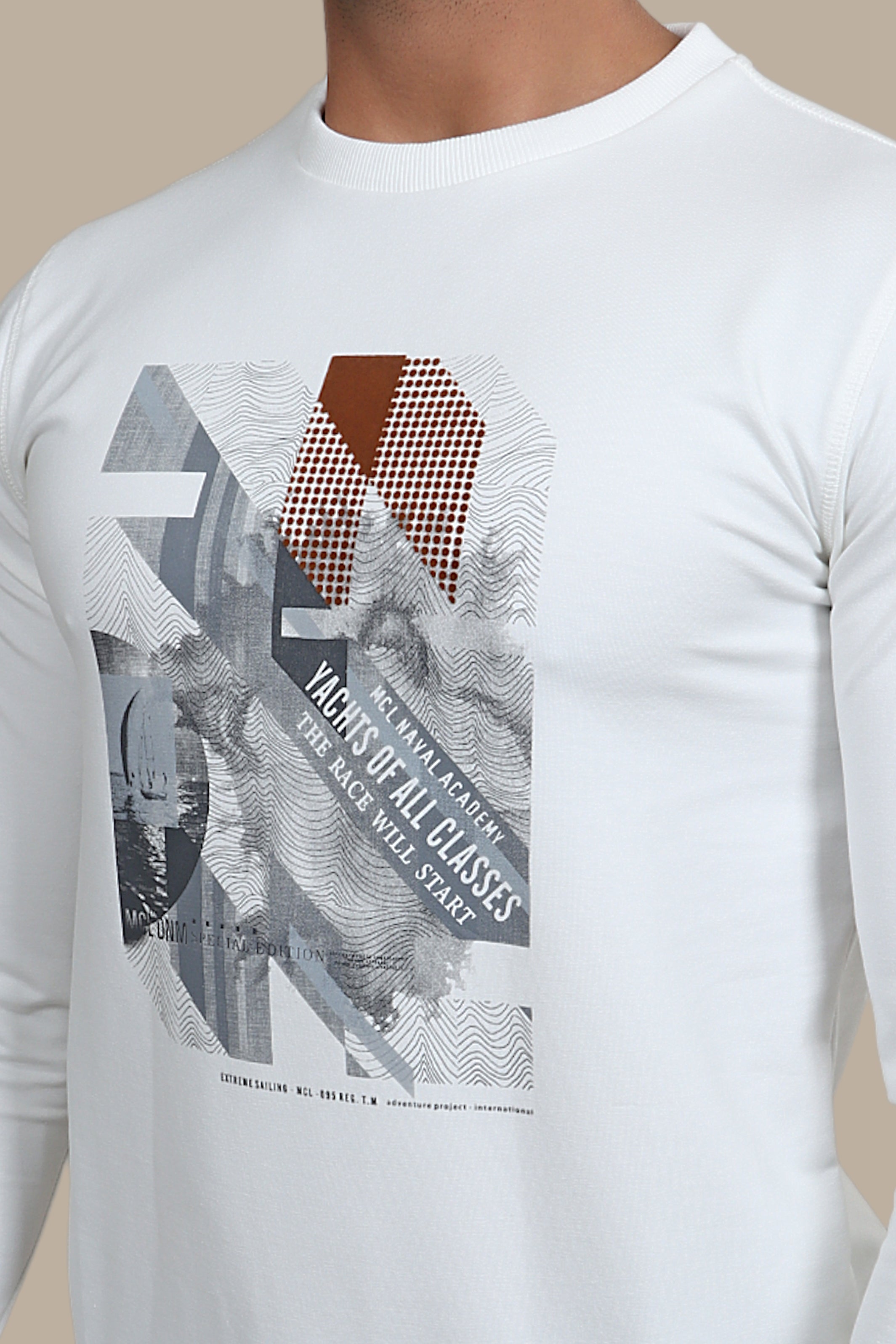White Yacht Dreams: Printed Sweatshirt Chic