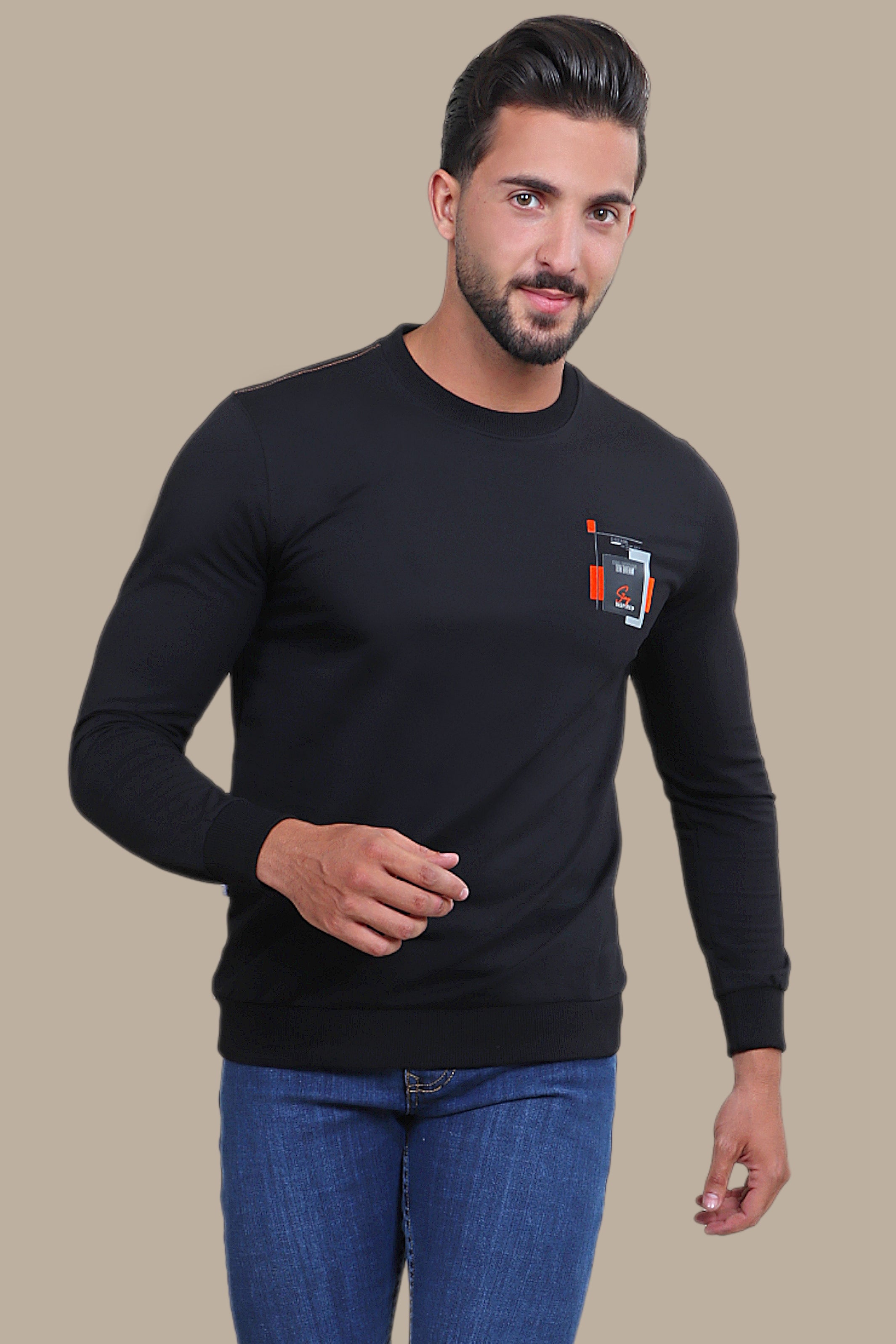Dreamy Nights in Black: Printed Sweatshirt Chic