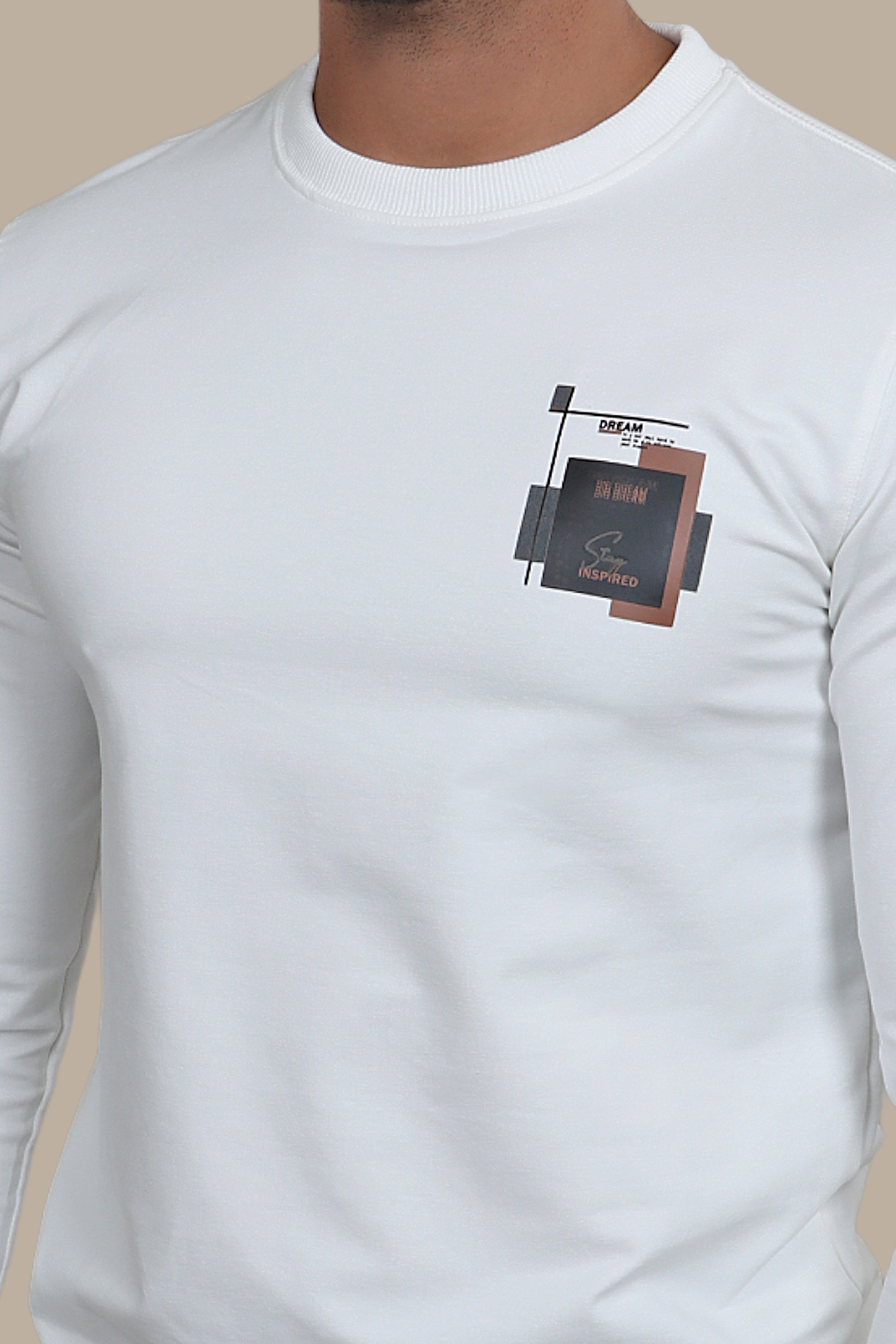 Dreams in Alabaster: The Lavish White Printed Sweatshirt