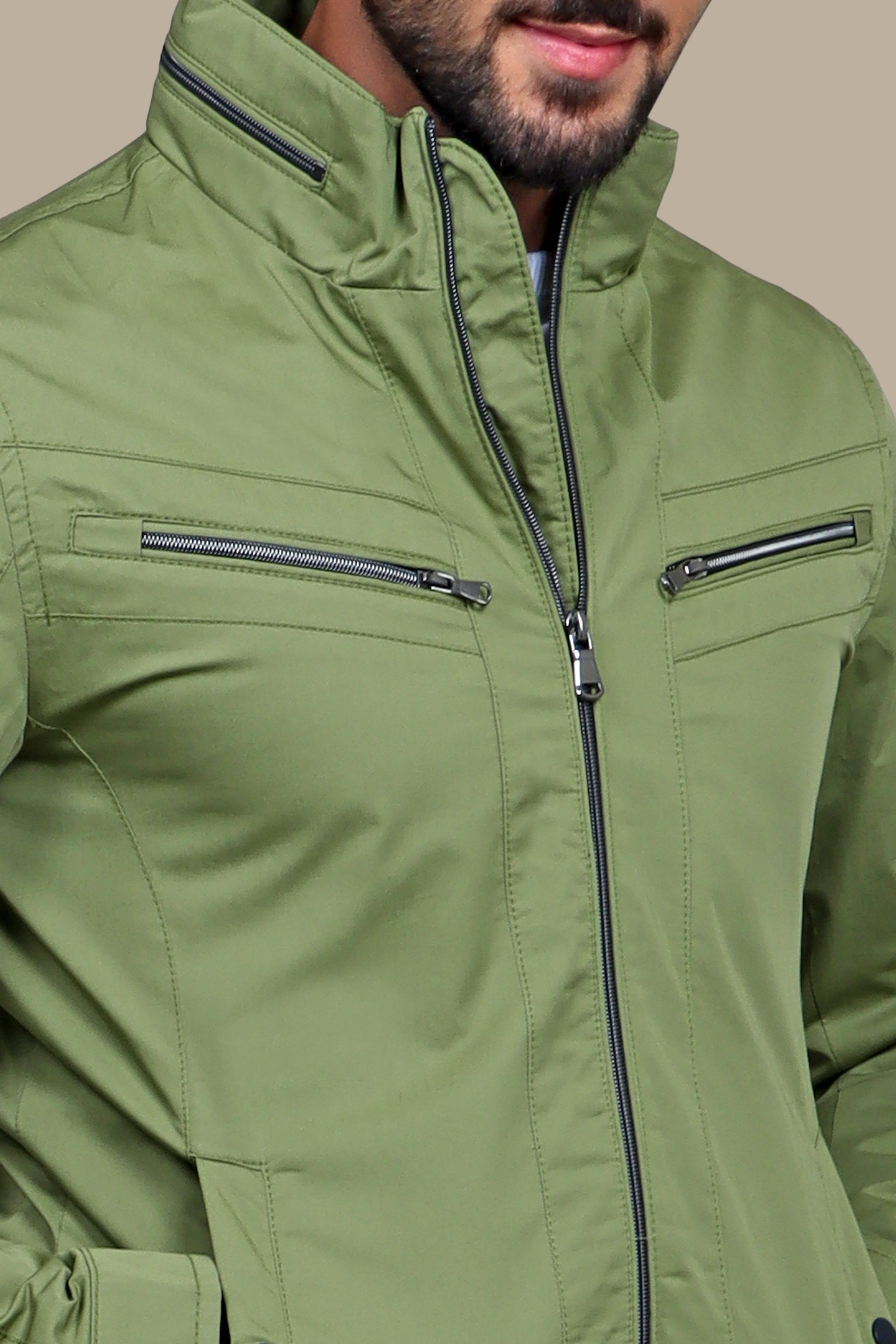 Olive Comfort Dual-Zipper Jacket: Versatile Style and Unmatched Comfort