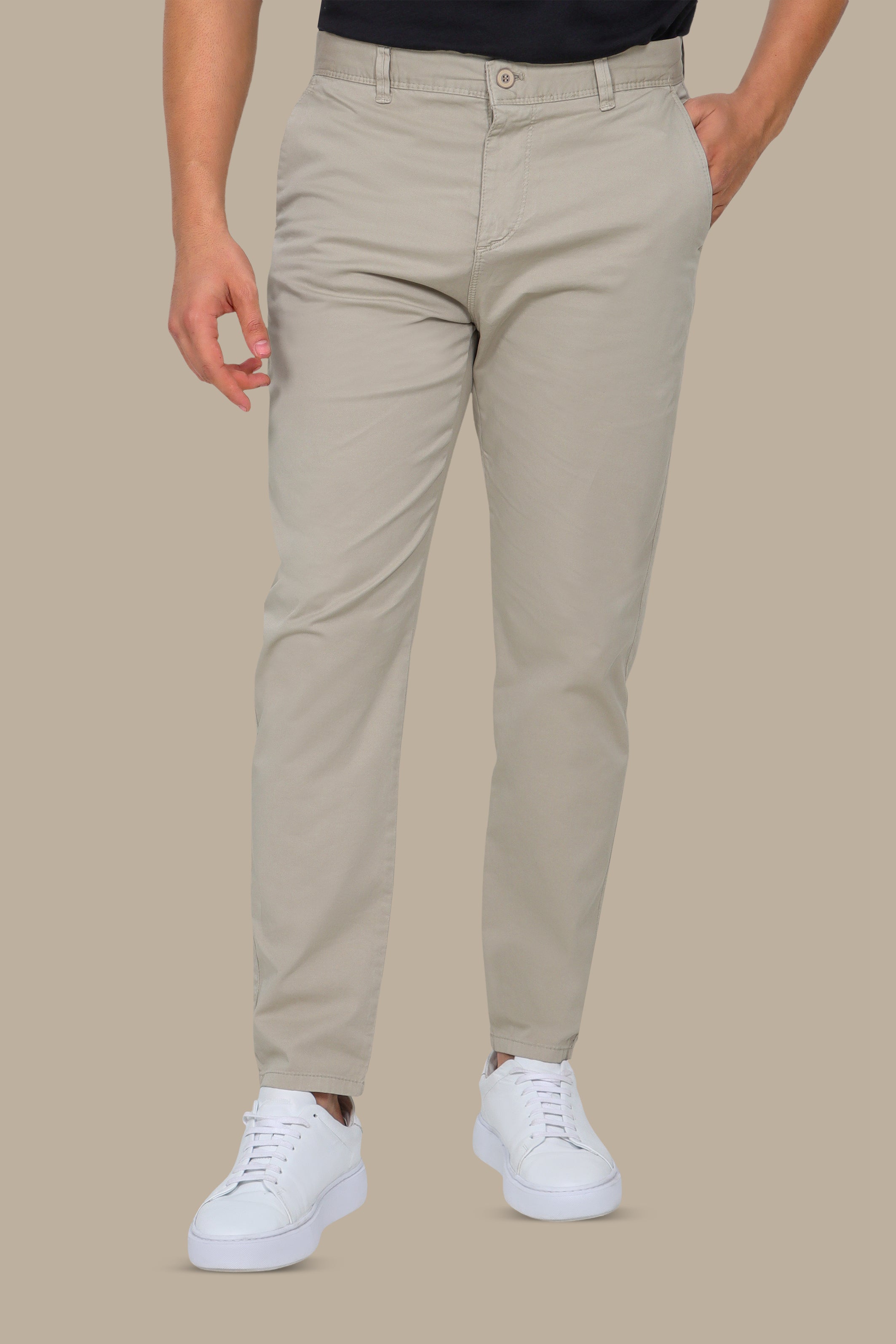 Light Beige Plain Chinos