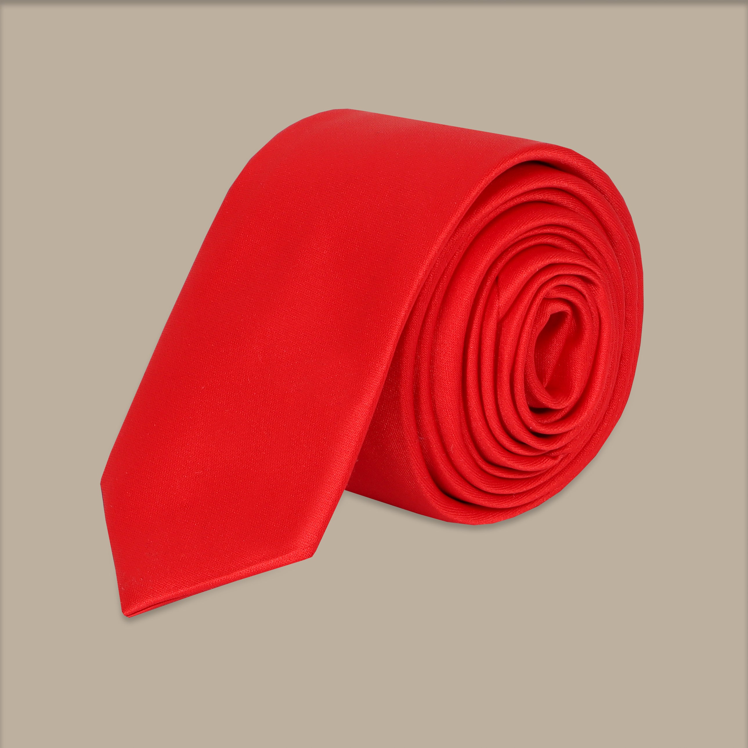 Red Satin Plain Tie Set