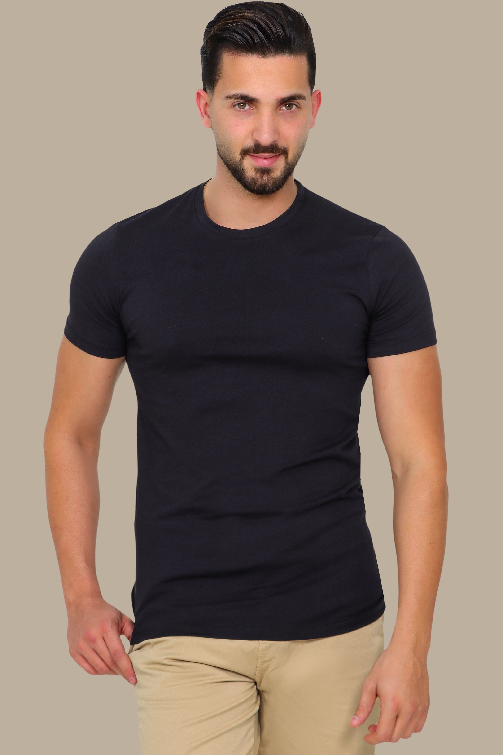 Classic Noir: Black Short Sleeve Basic T-Shirt