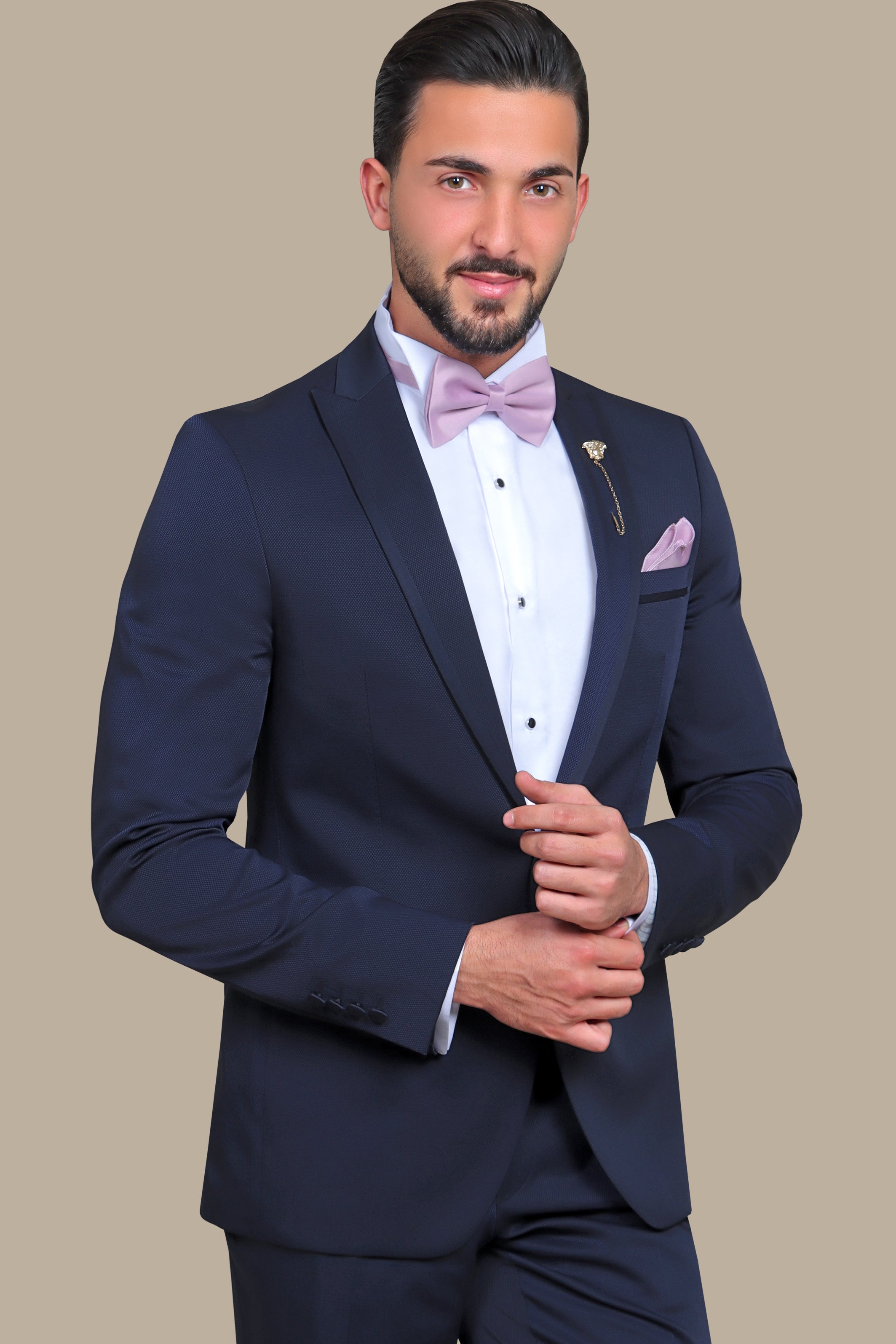 Tuxedo Pique Piping | Navy