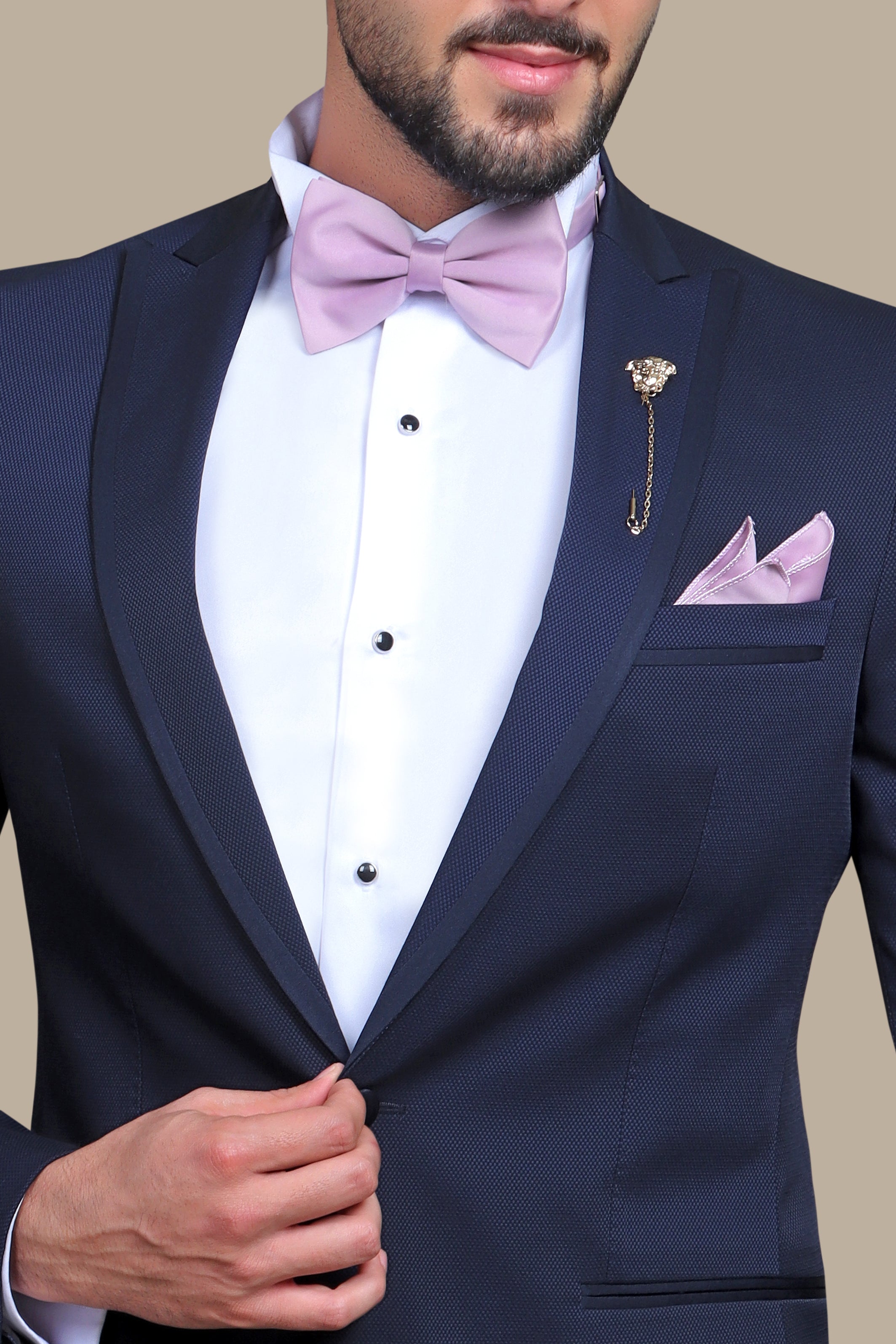 Tuxedo Pique Piping | Navy