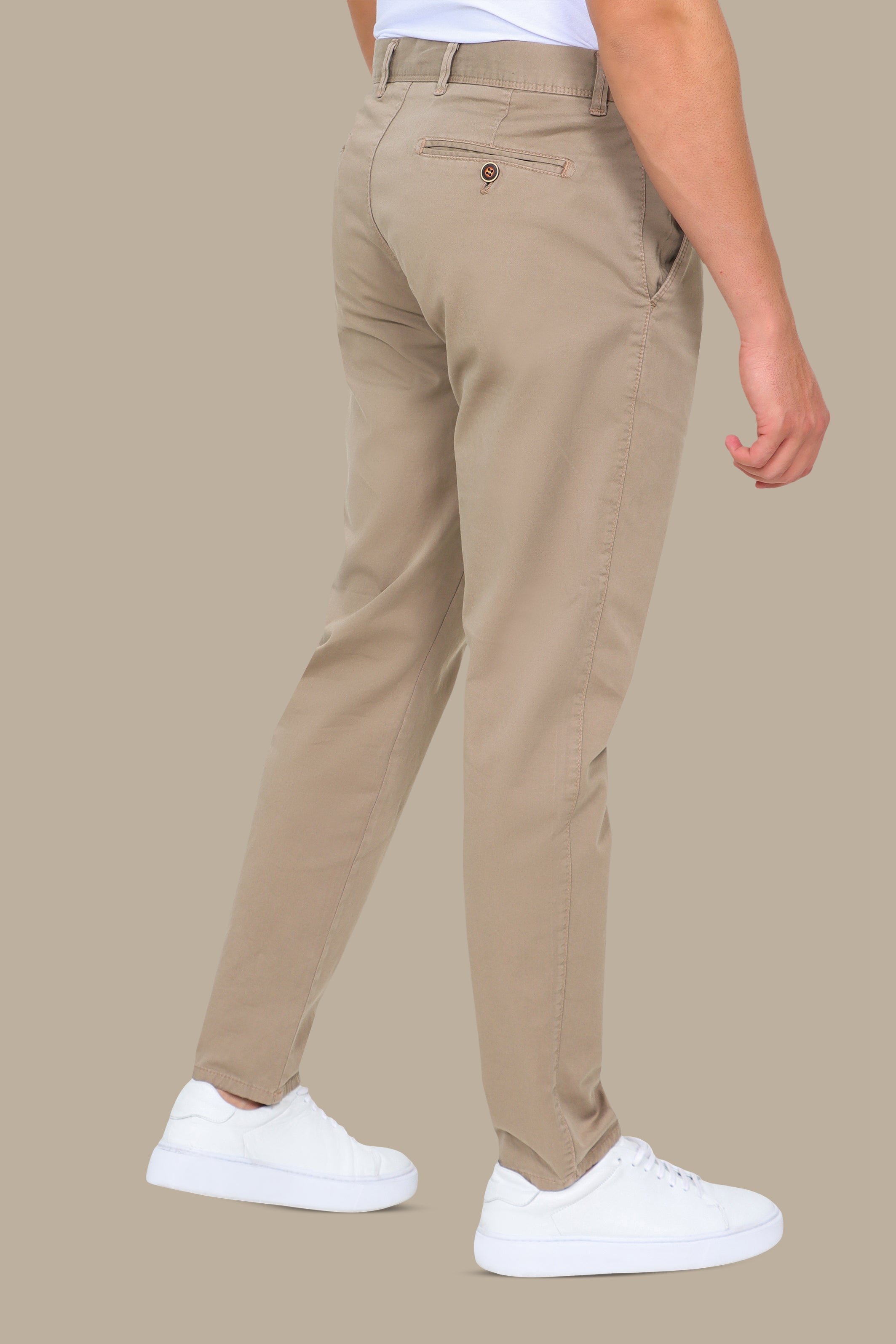 Dark Beige Plain Chino Pants