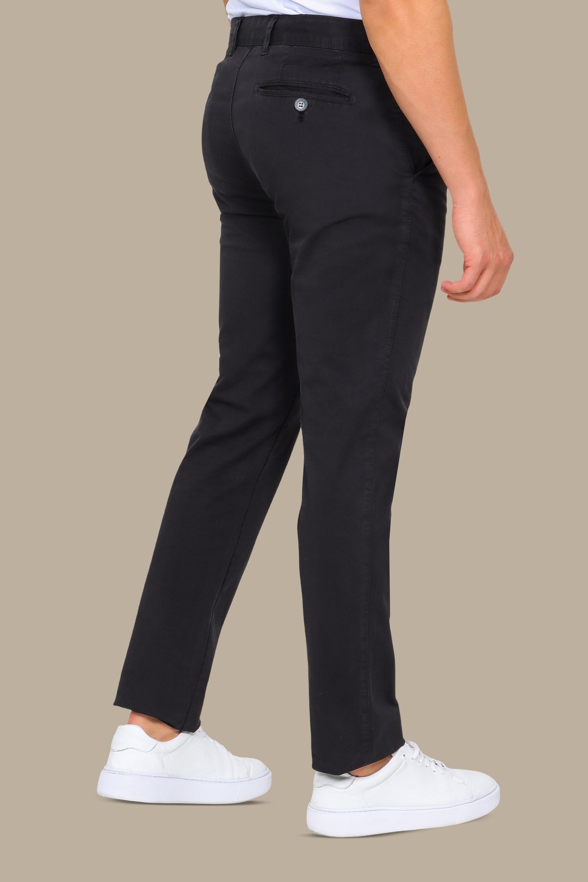 Black Chino Plain Pants