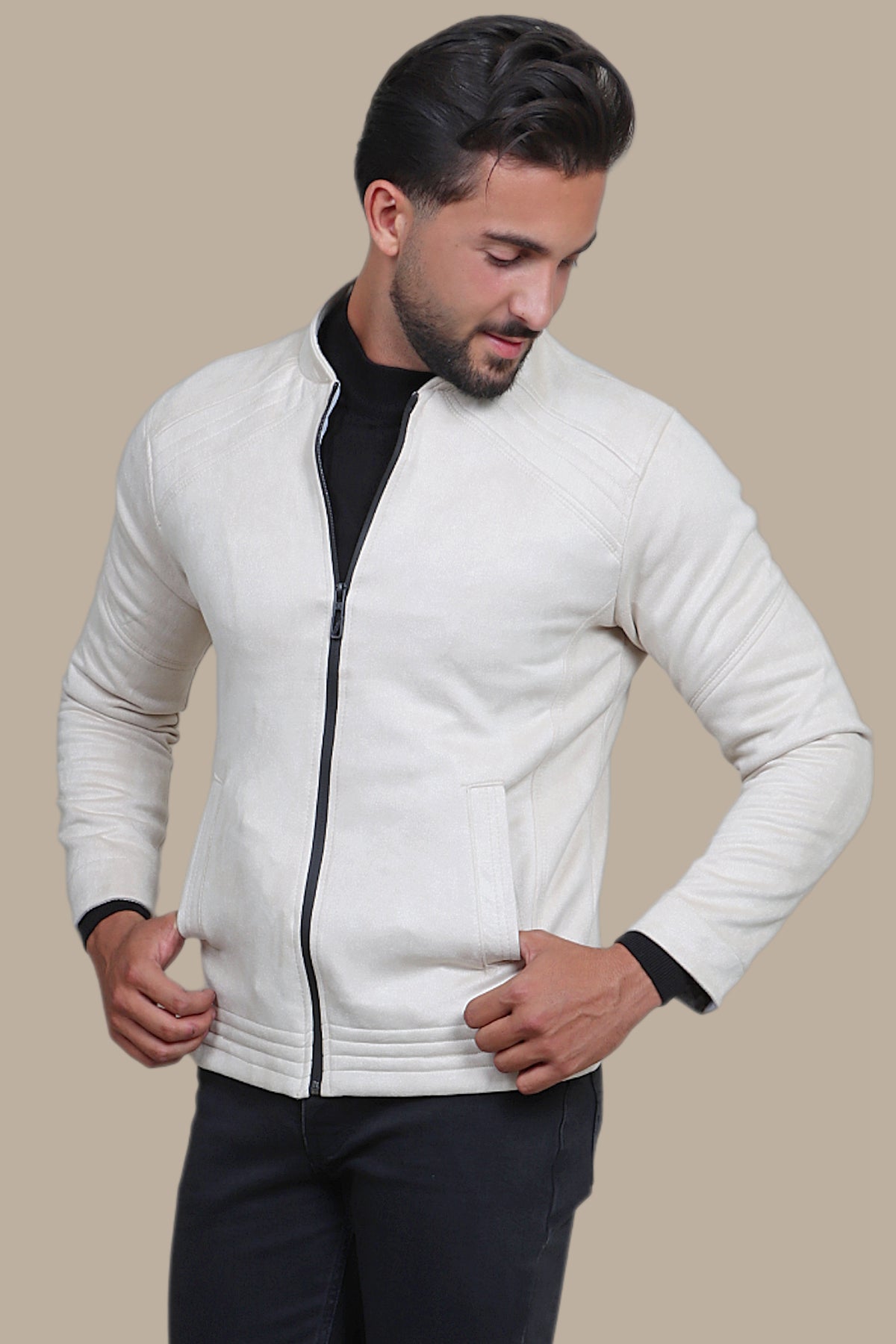 Comfort: Col Mao Faux Dan Jacket