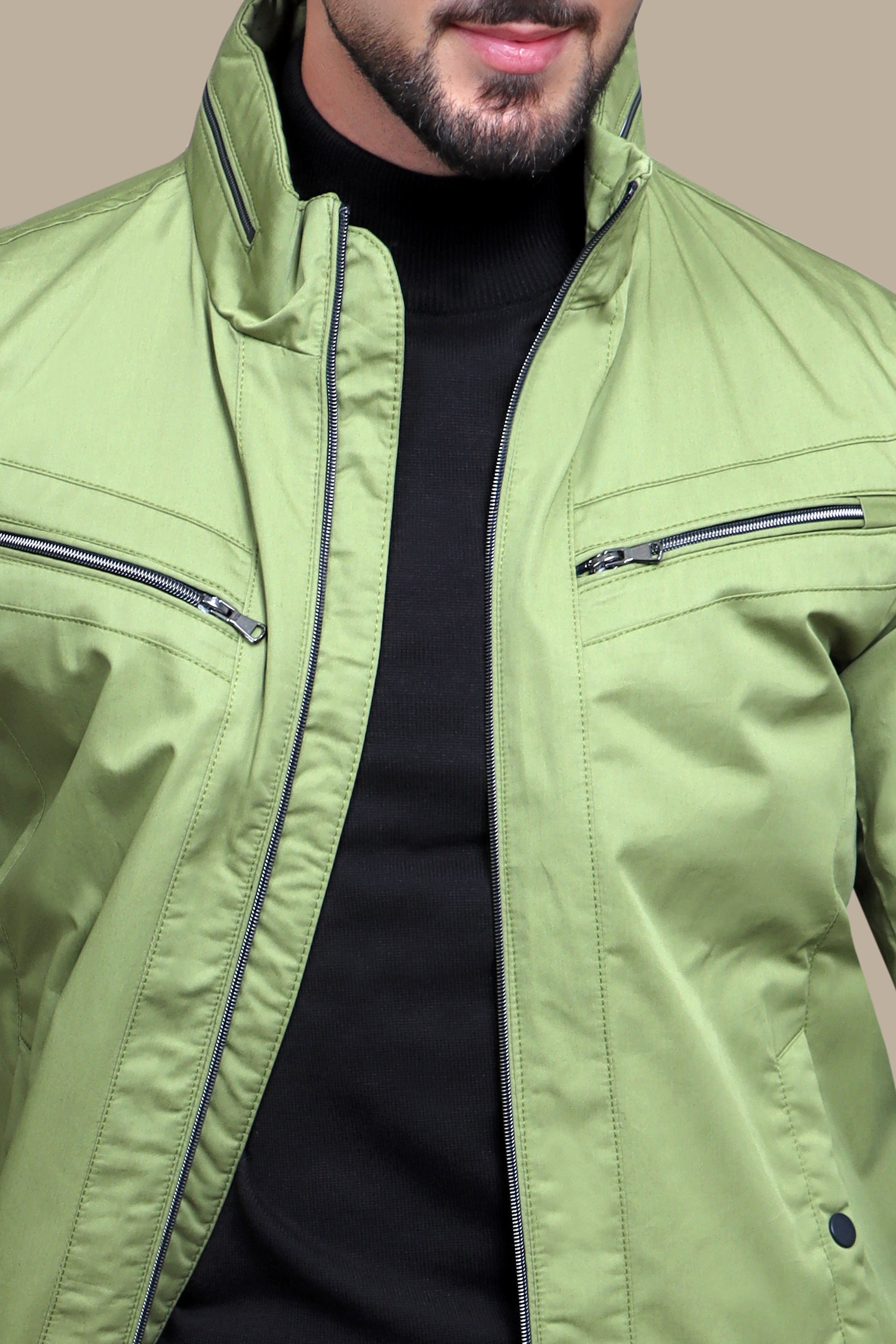 Olive Comfort Dual-Zipper Jacket: Versatile Style and Unmatched Comfort