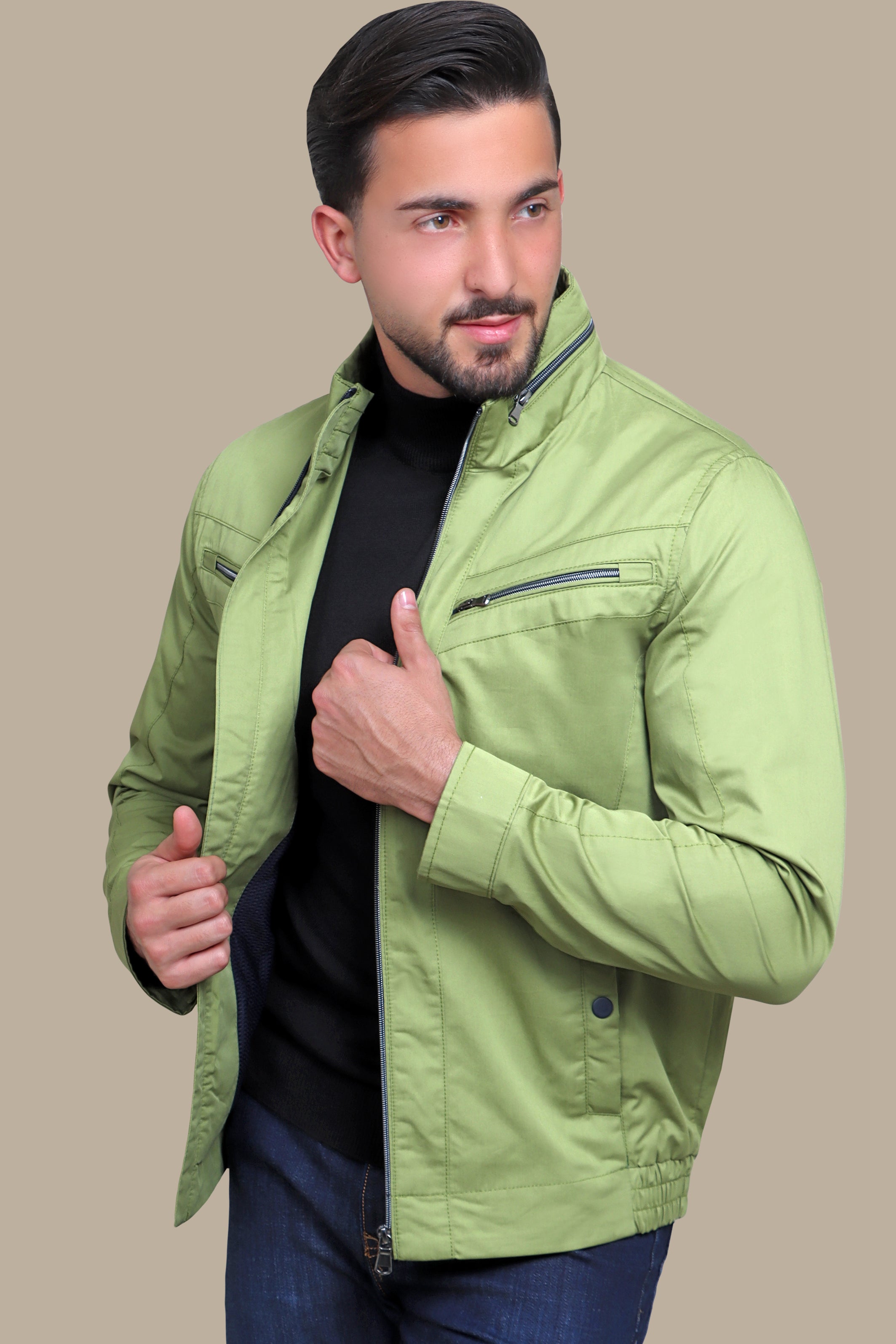 Olive Comfort Dual-Zipper Jacket: Versatile Style and Unmatched Comfort