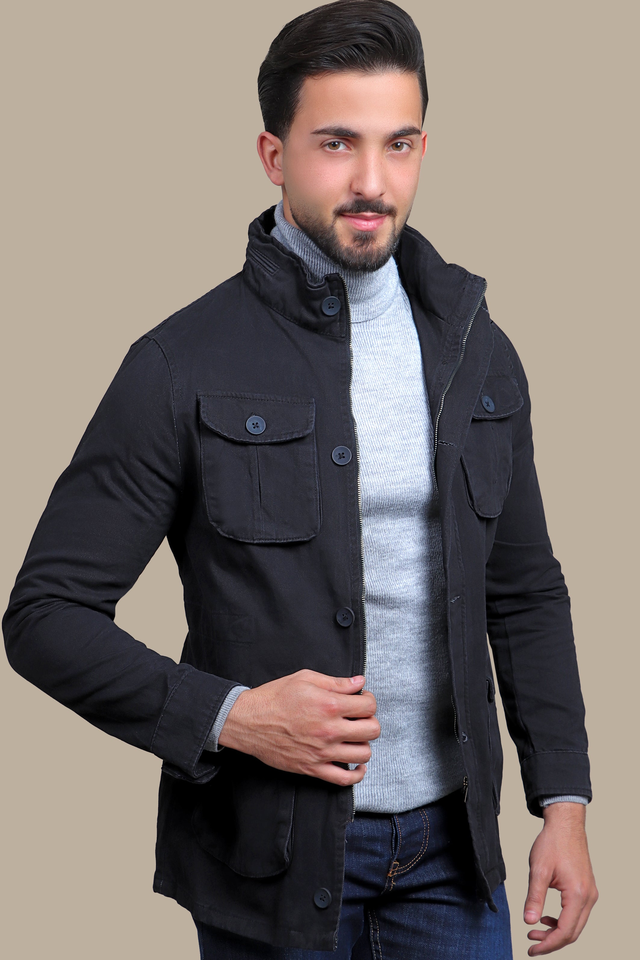 Urban Safari Classic: Black Safari-Inspired Jacket