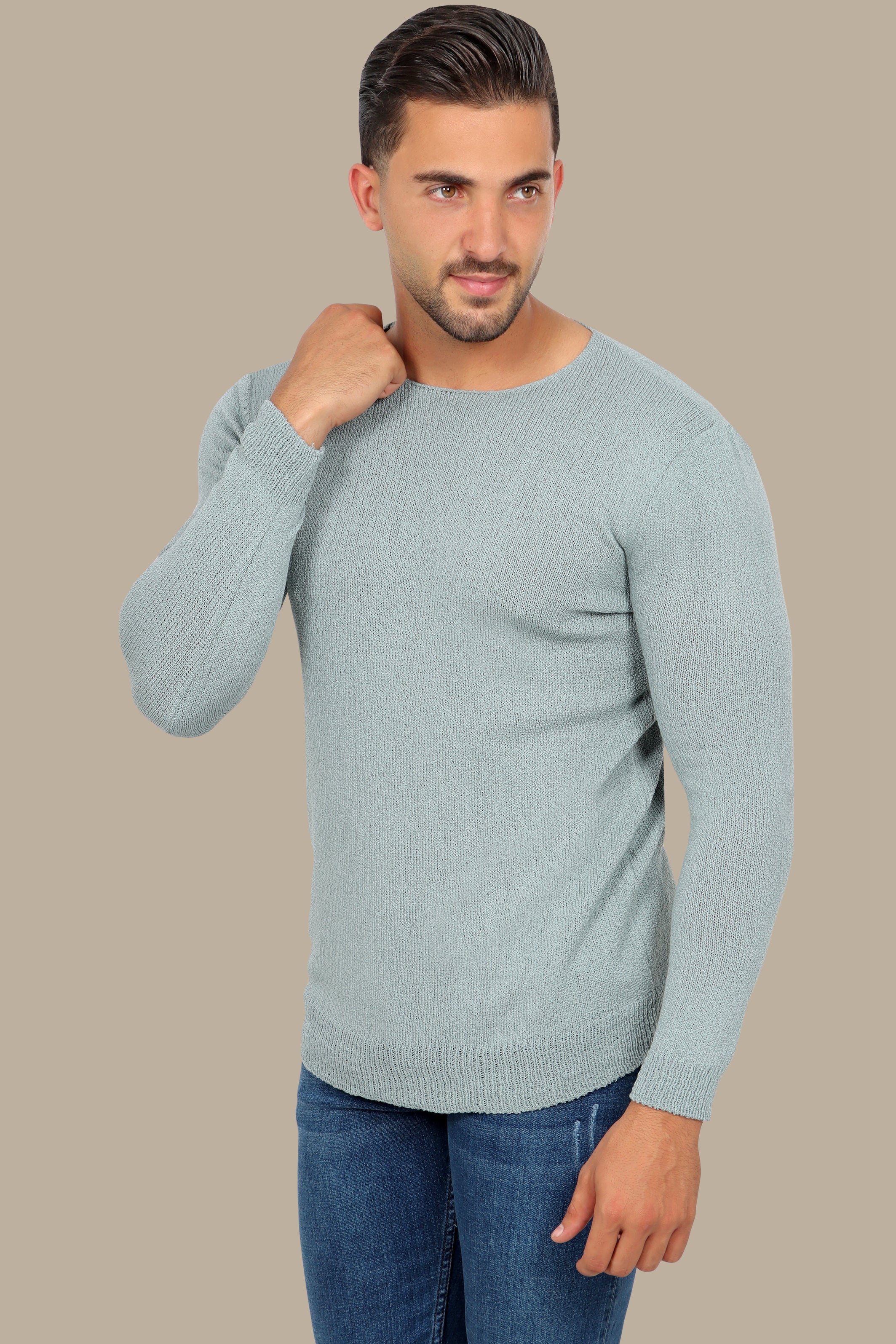 Classic Comfort: Pistache Mercerized Plain Sweater