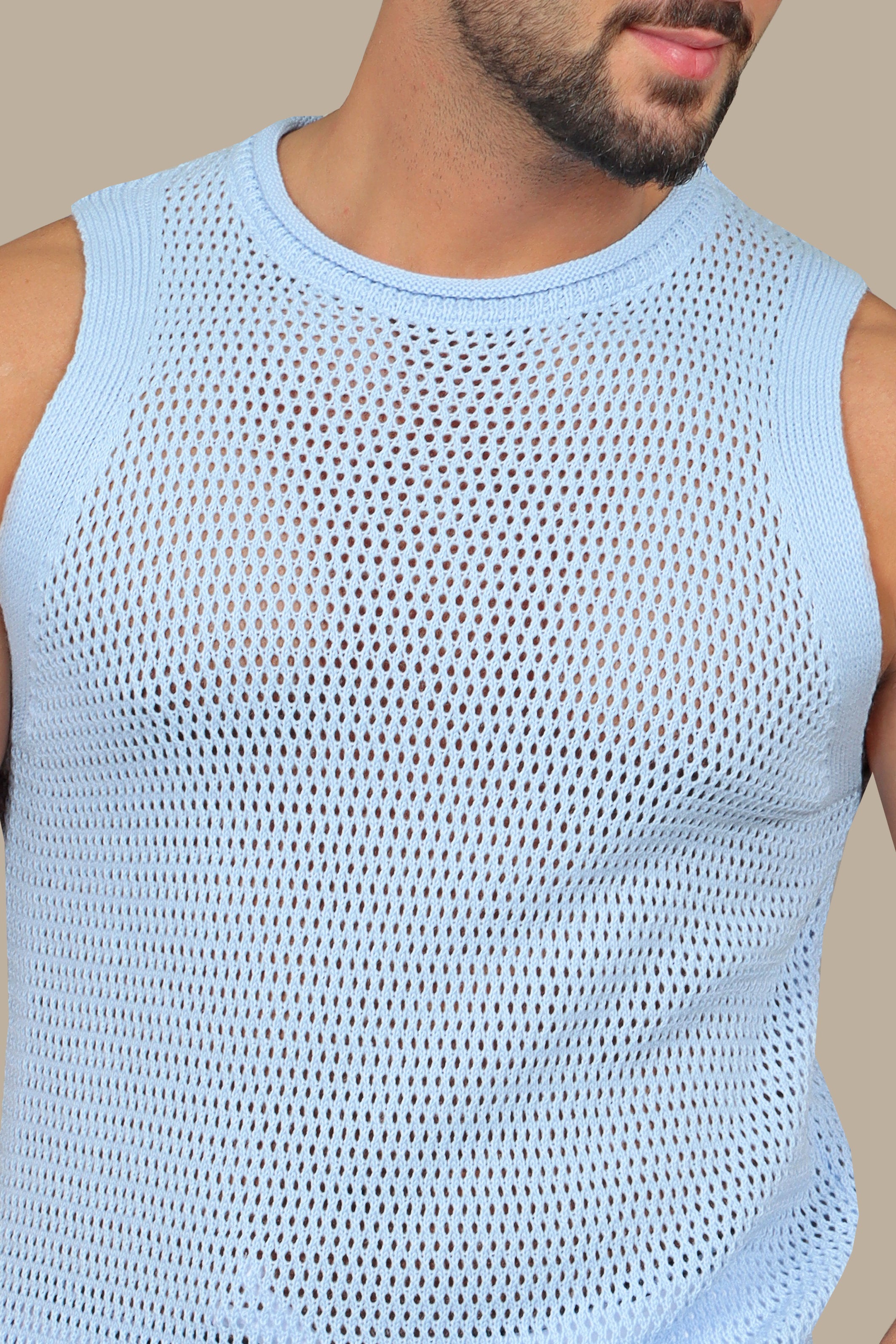 Light Blue Mercerized Sleeveless Shirt