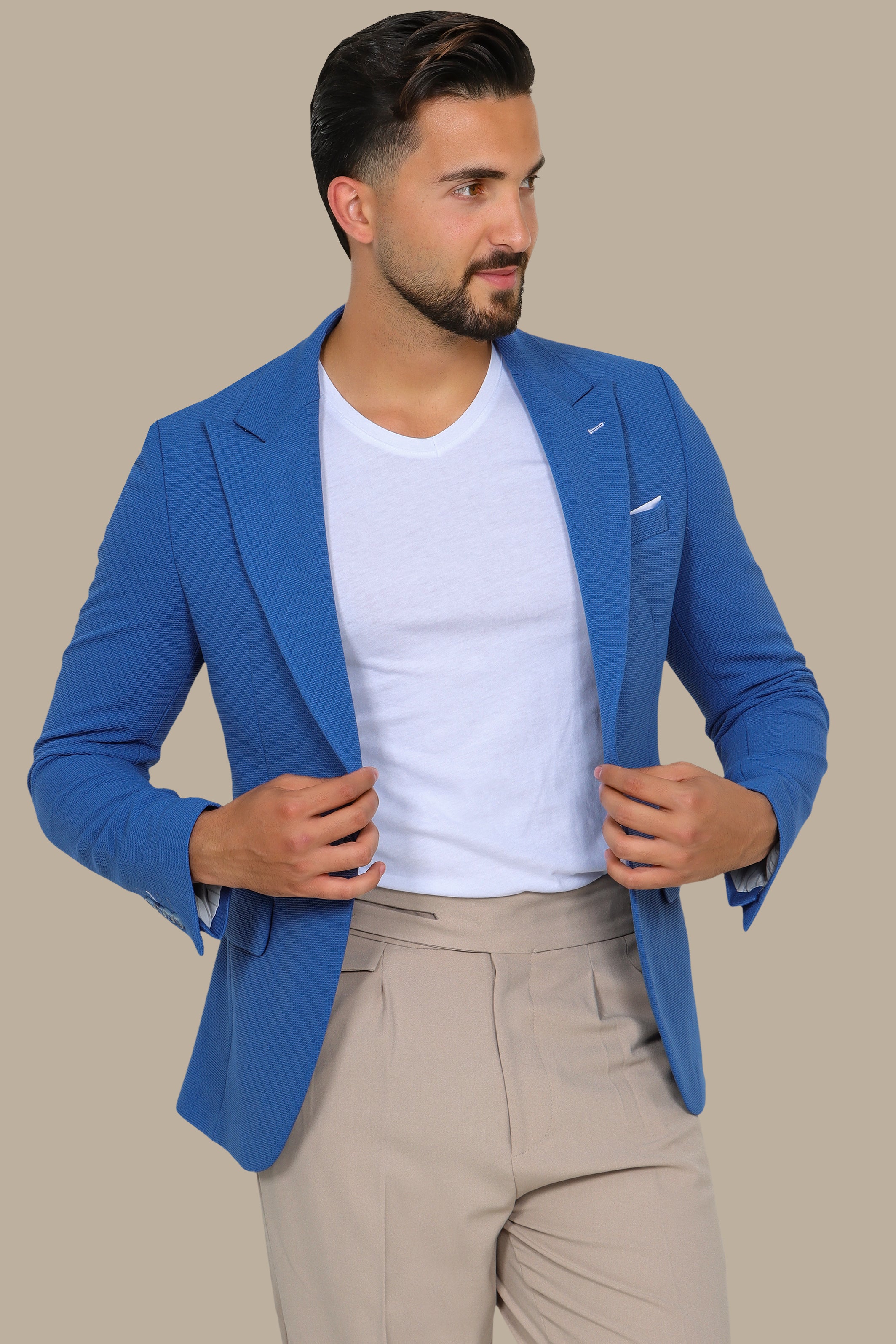 Blue Peak Precision: Structured Lapel Blazer