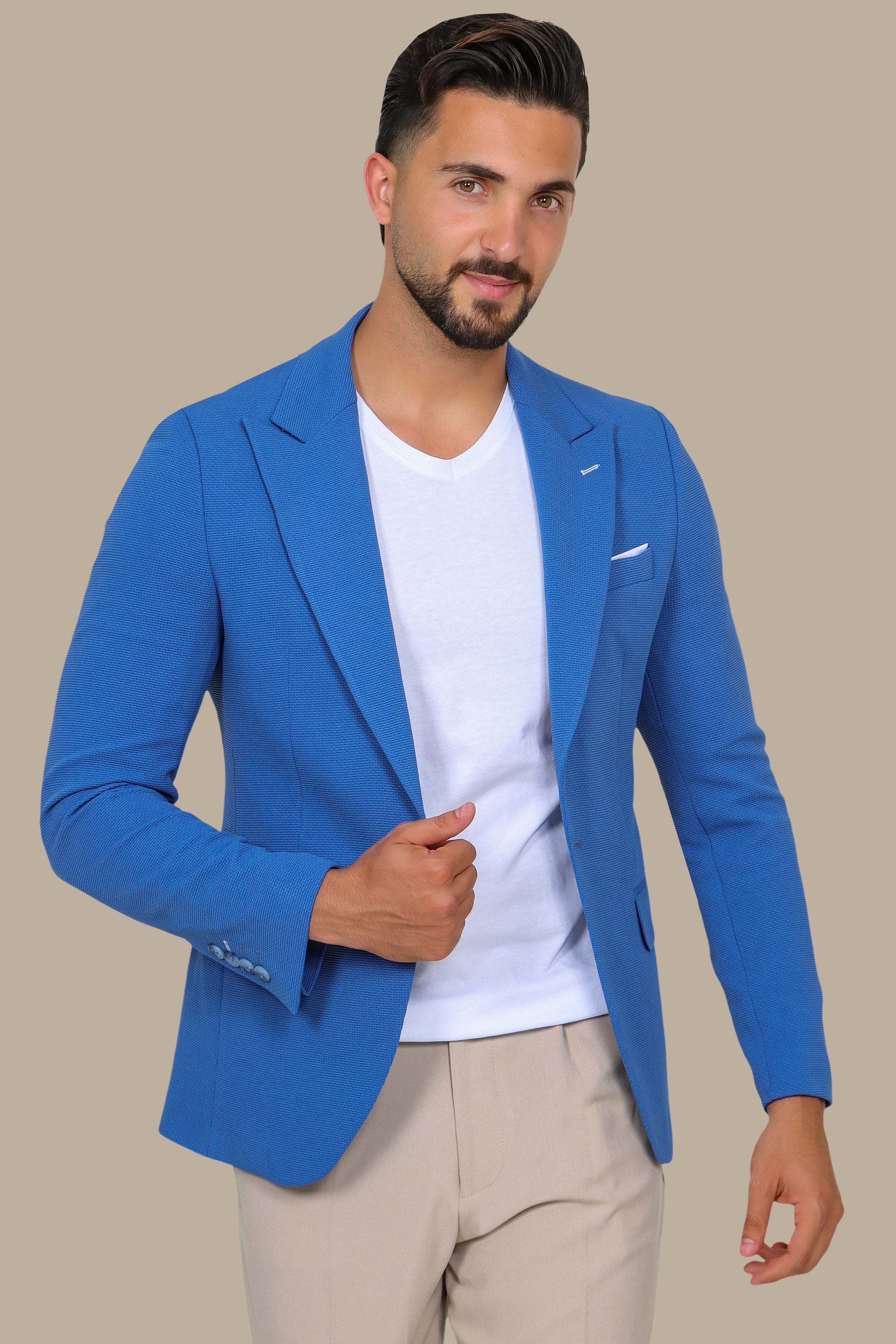 Blue Peak Precision: Structured Lapel Blazer