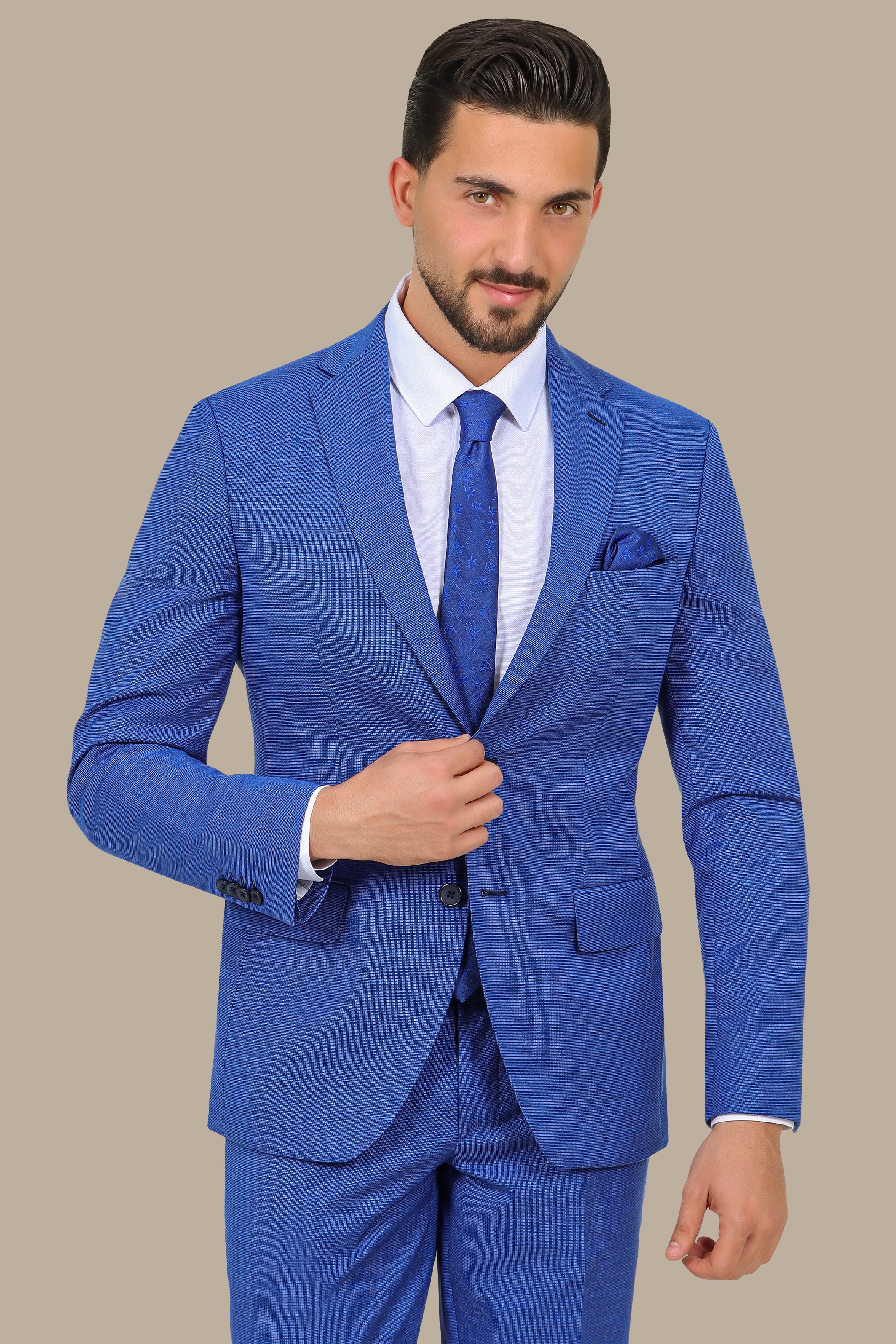 Structured Indigo Suit with Notch Lapel