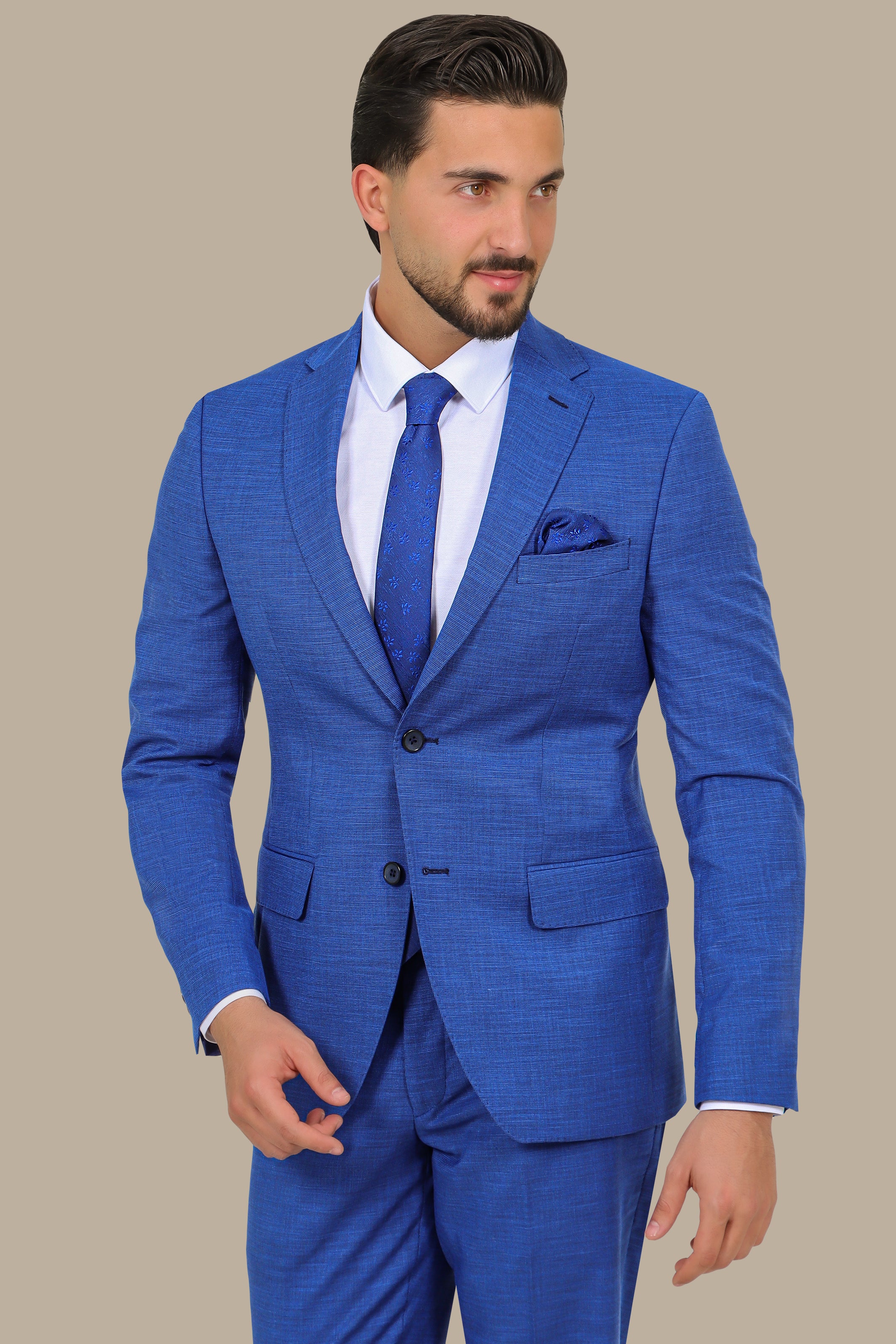 Structured Indigo Suit with Notch Lapel