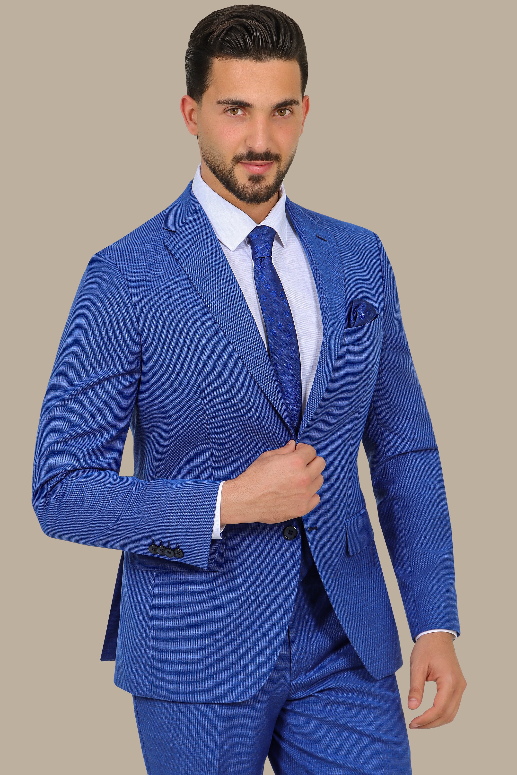 Structured Indigo Suit with Notch Lapel