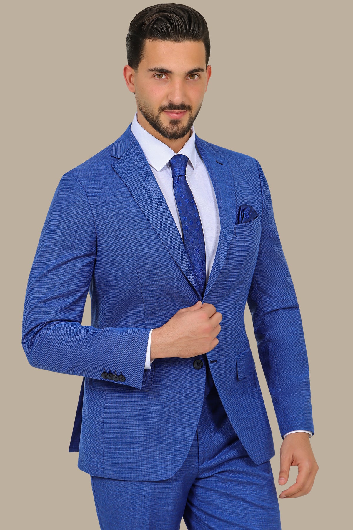 Structured Indigo Suit with Notch Lapel