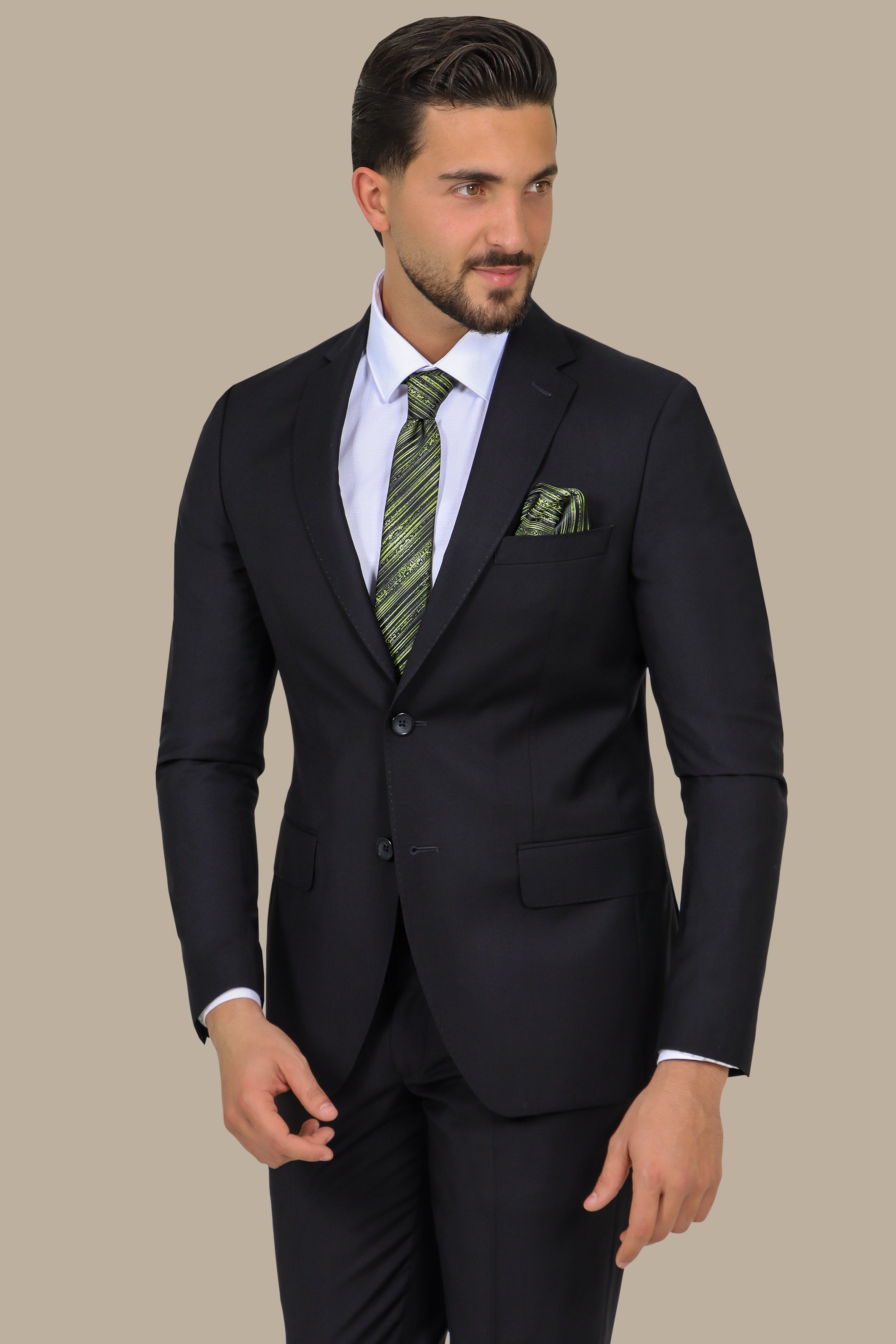Classic Elegance: The Black Plain Notch Suit