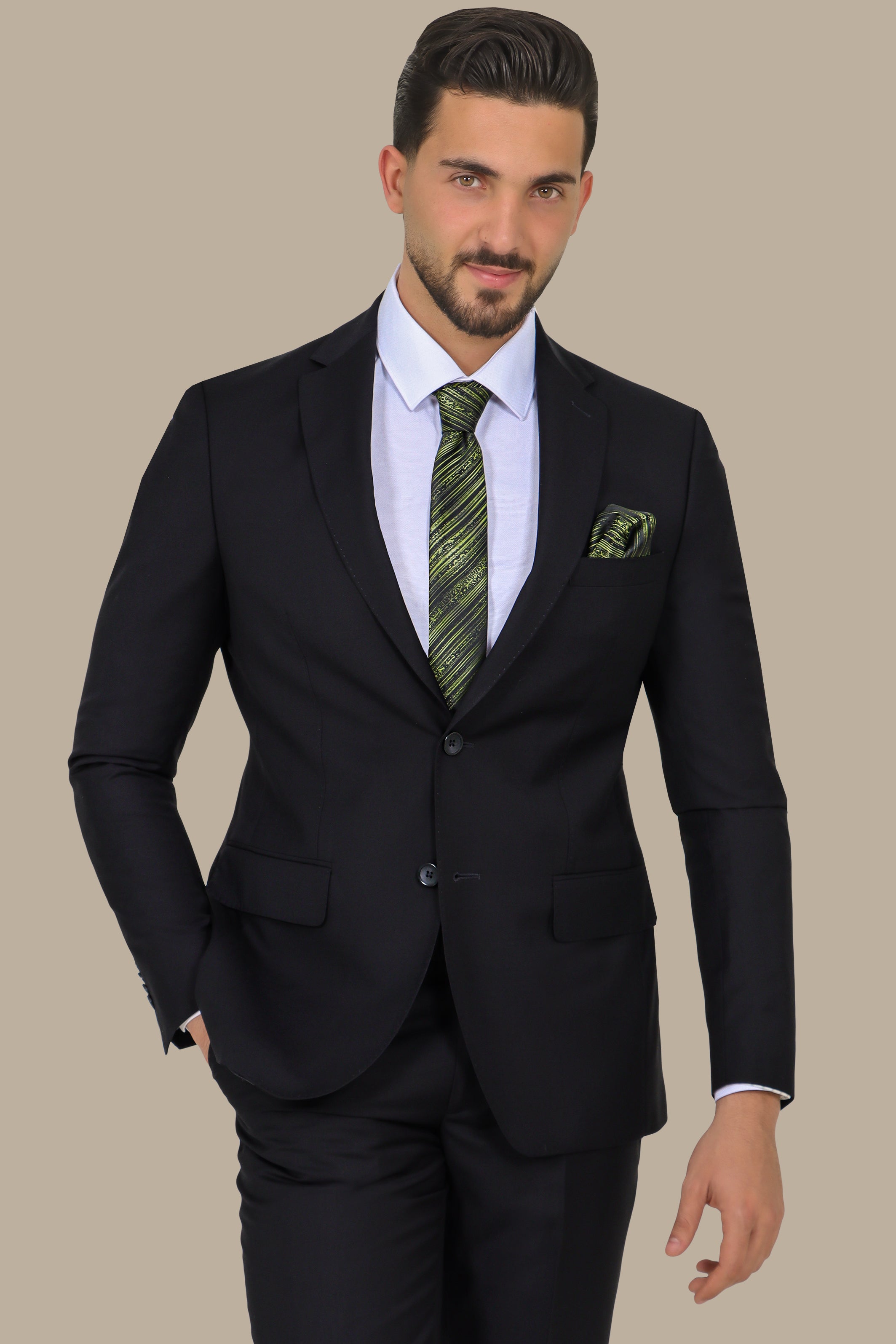 Classic Elegance: The Black Plain Notch Suit