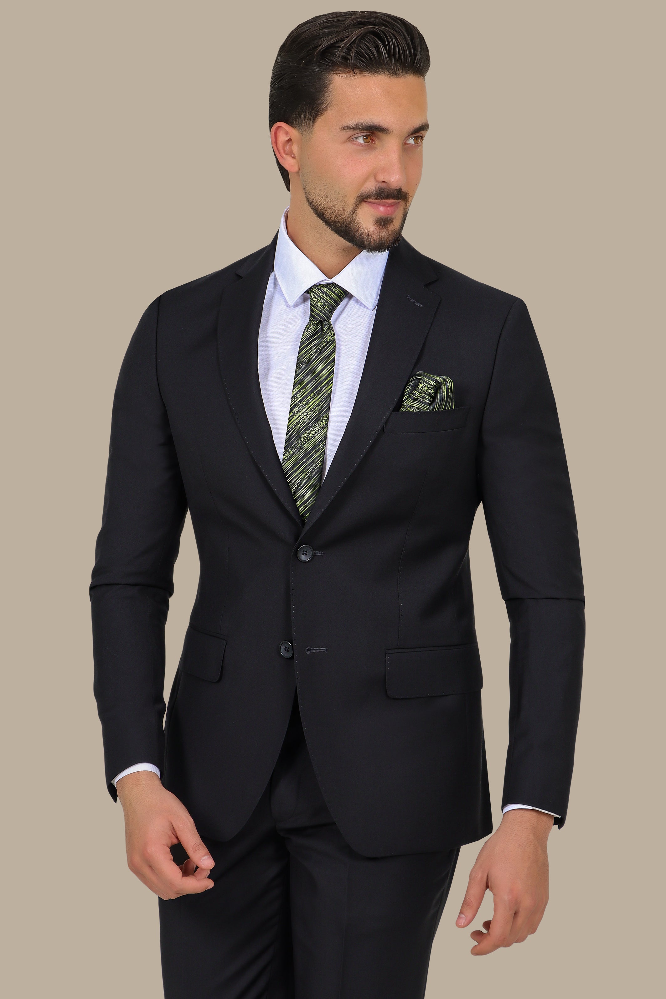 Classic Elegance: The Black Plain Notch Suit