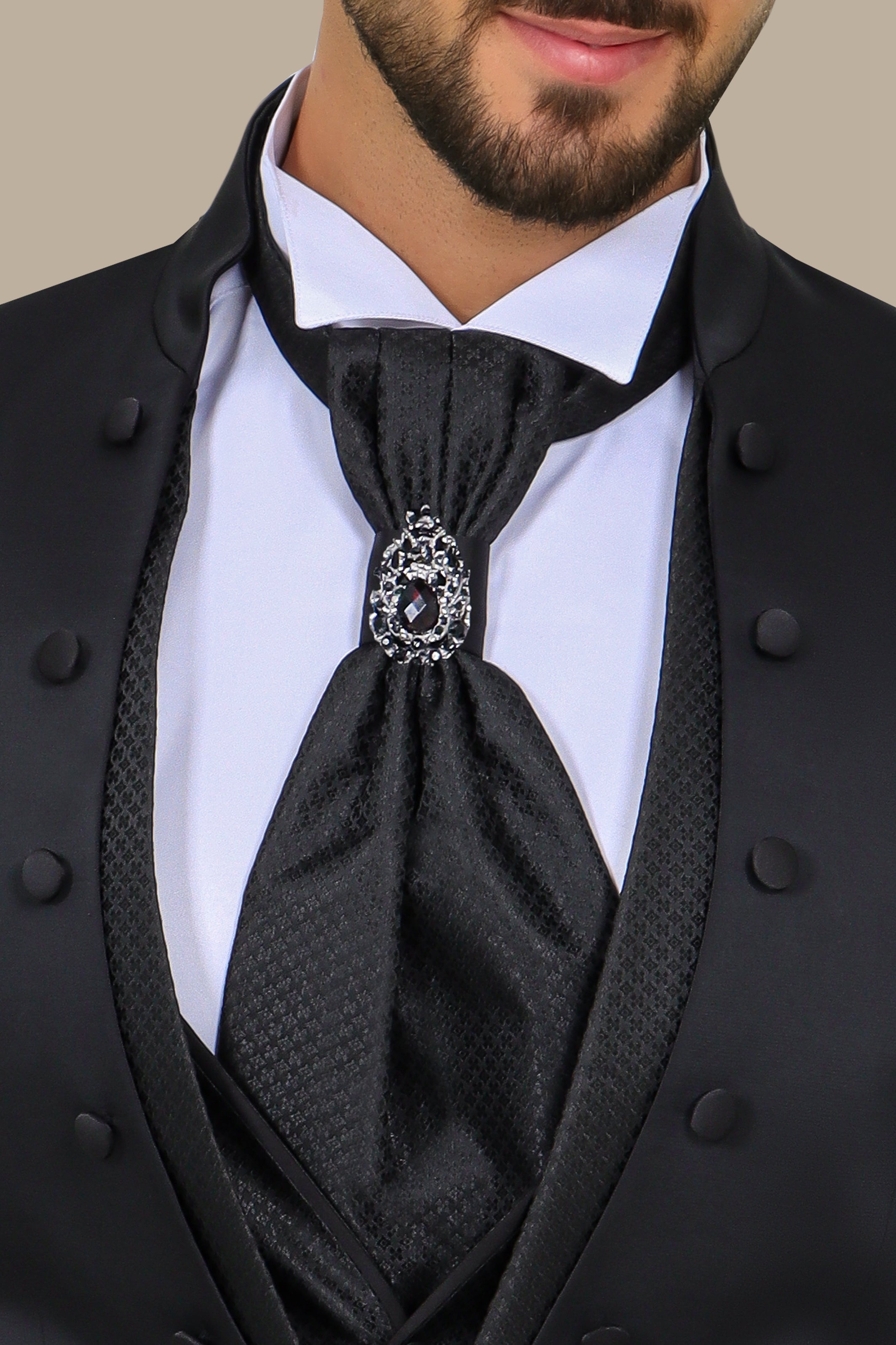 Black Mao Collar 4-Piece Tuxedo