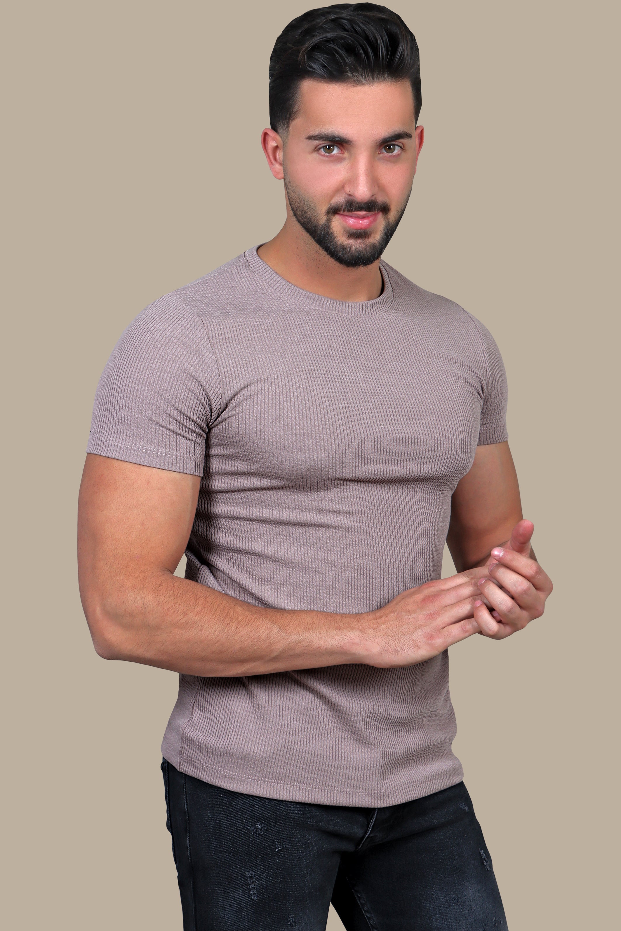 Urban Edge: Black Ripped Vertical Round Neck T-shirt