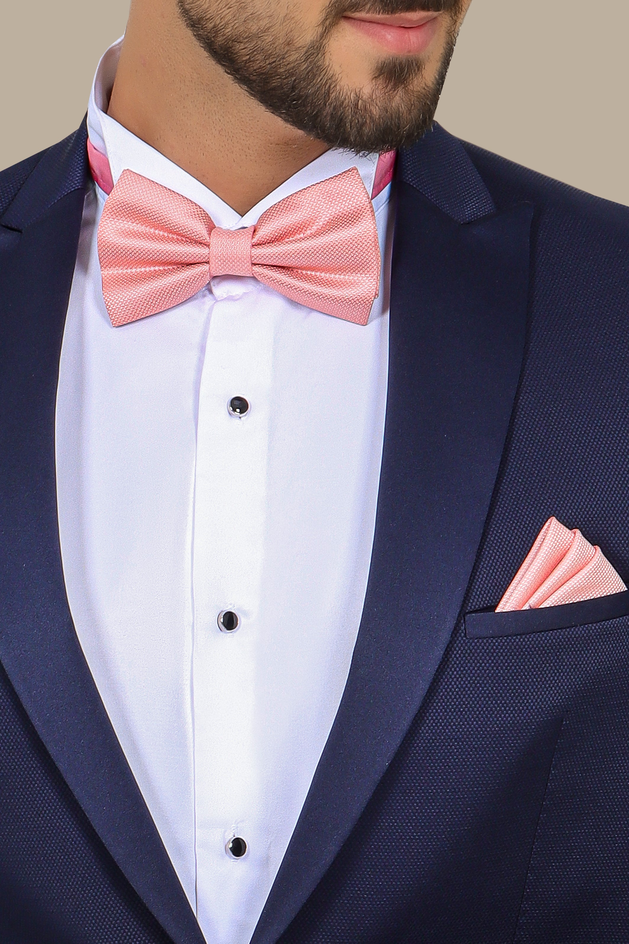 Midnight Elegance: Navy Tuxedo with Peak Lapel