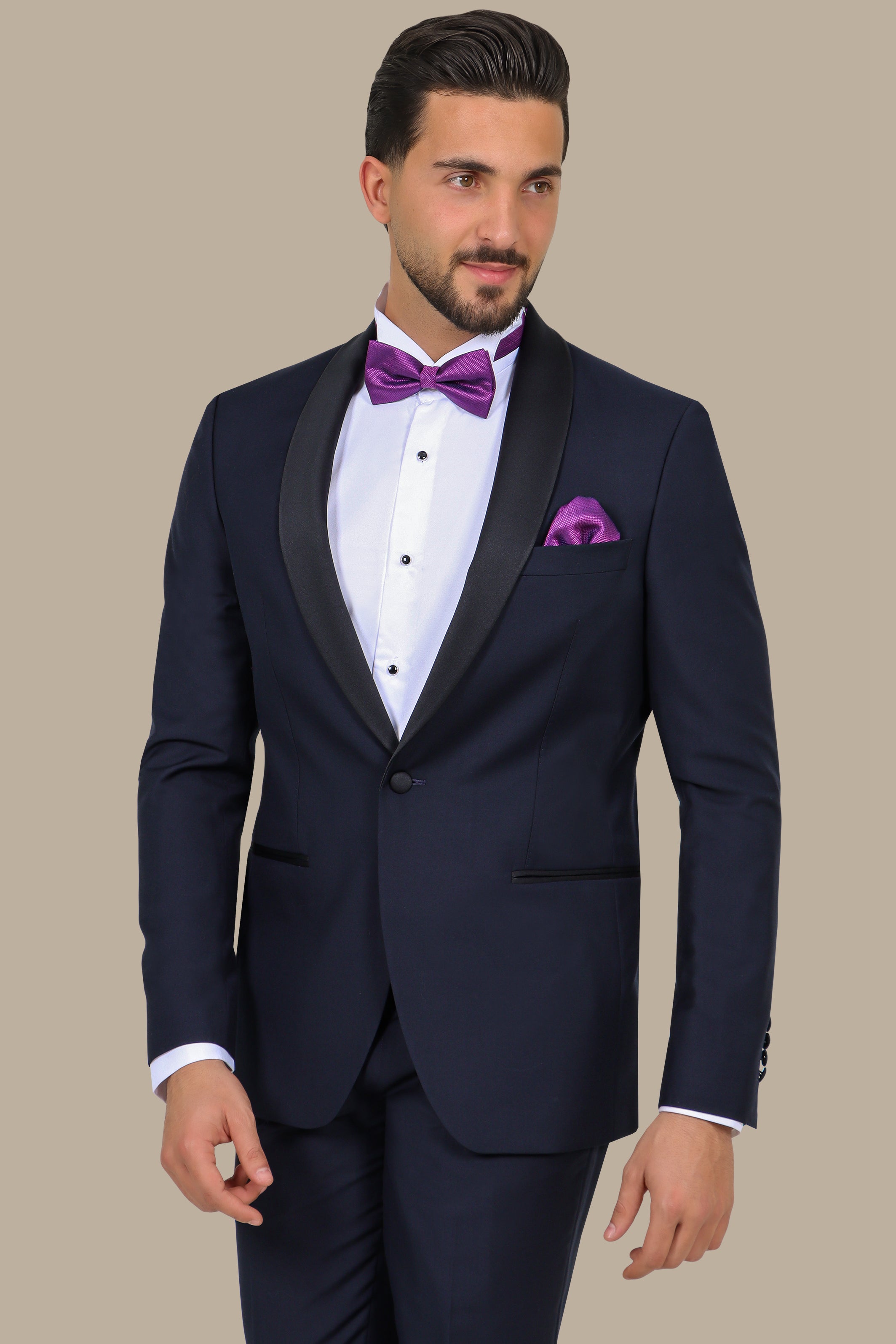 Navy and Black Shawl Lapel Tuxedo