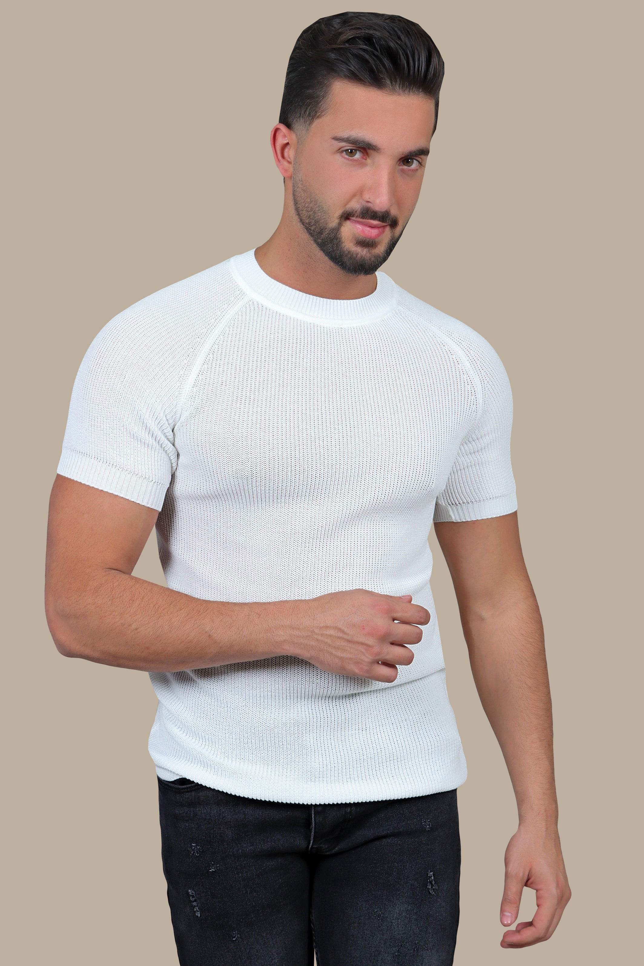 Knitted Round Neck T-Shirt