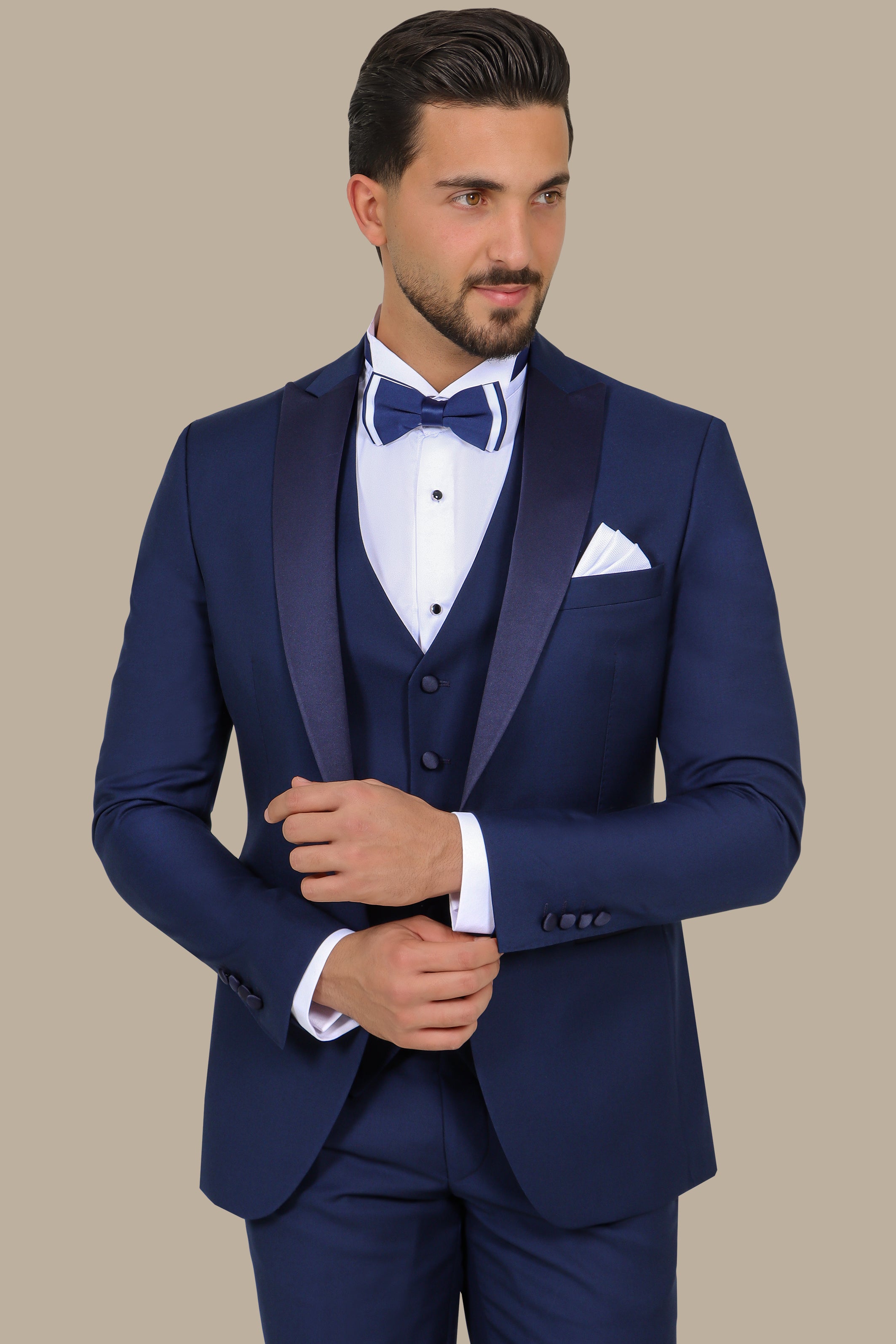 Classic Light Navy Tuxedo Peak 3-Piece Set
