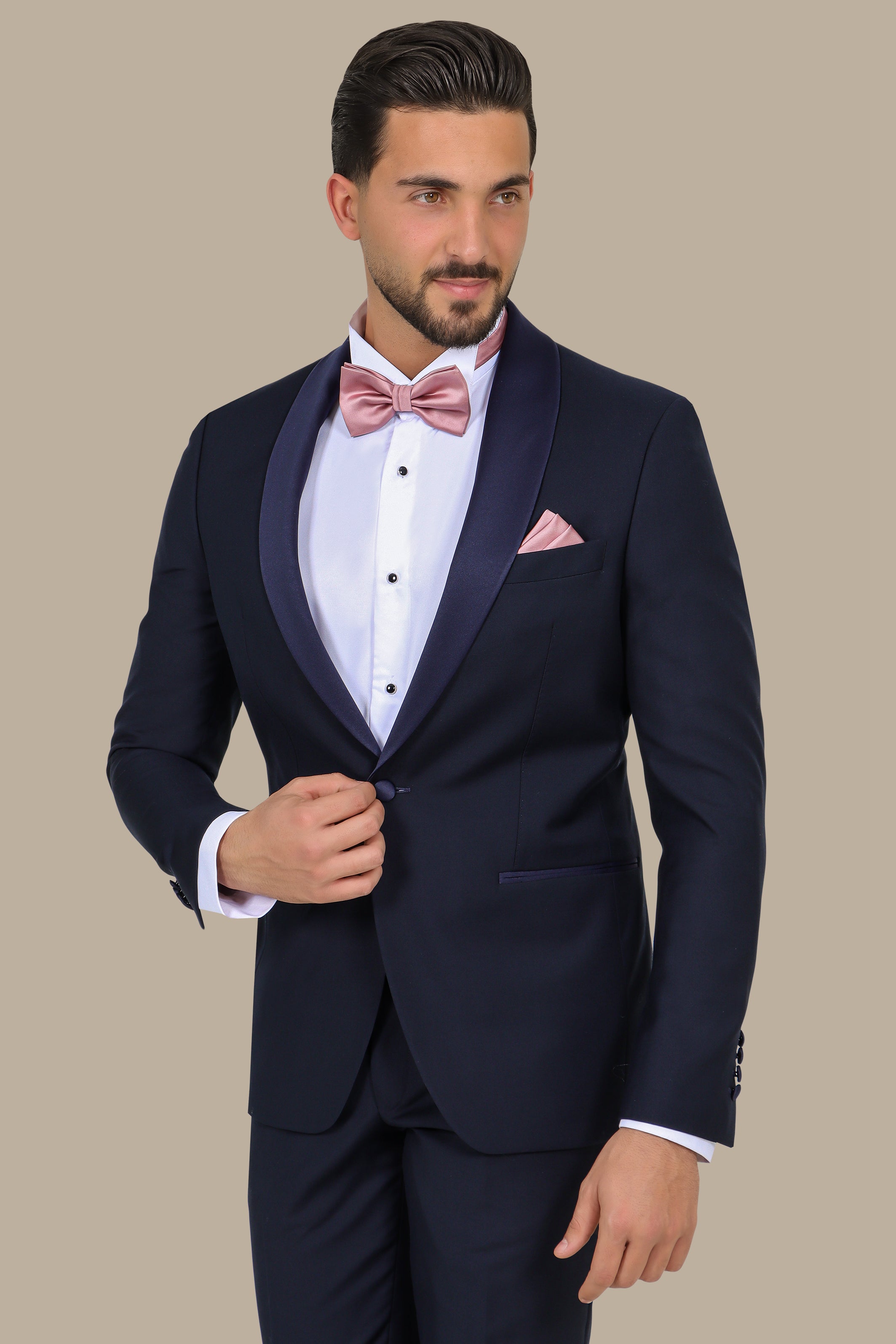 Midnight Elegance: The Navy Tuxedo with Shawl Lapel